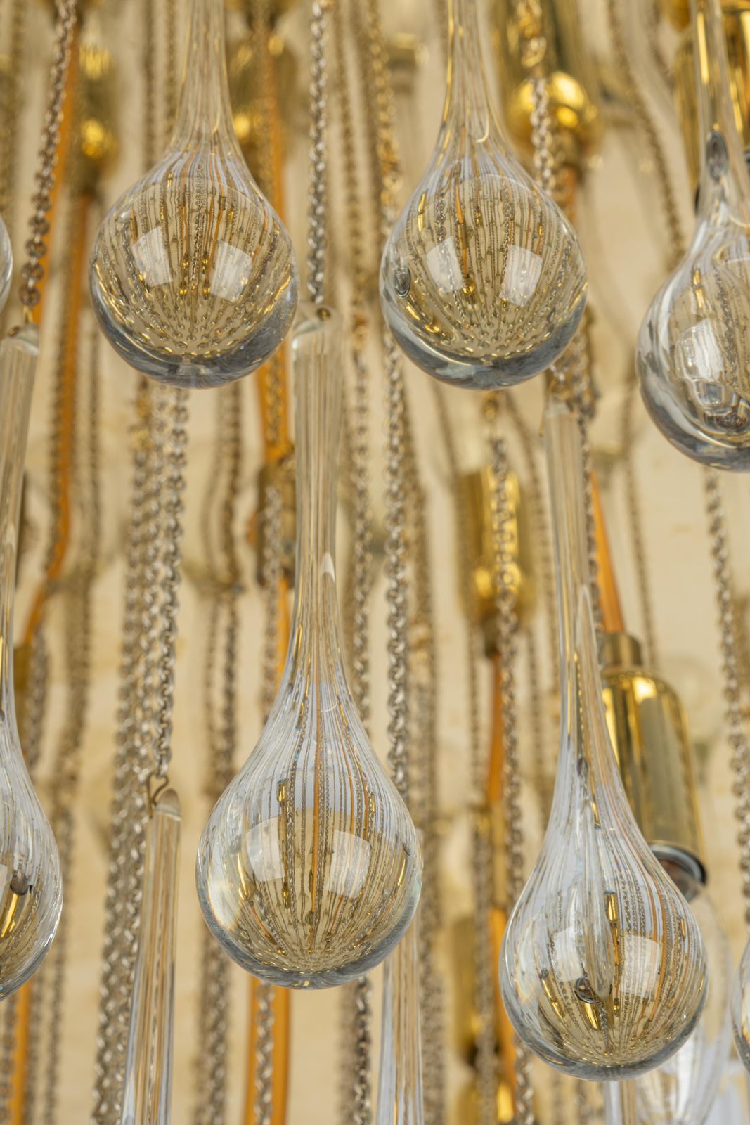 1 Of 3 Large Murano Glass Tear Drop Chandelier, Christoph Palme, Germany, 1970s photo buy