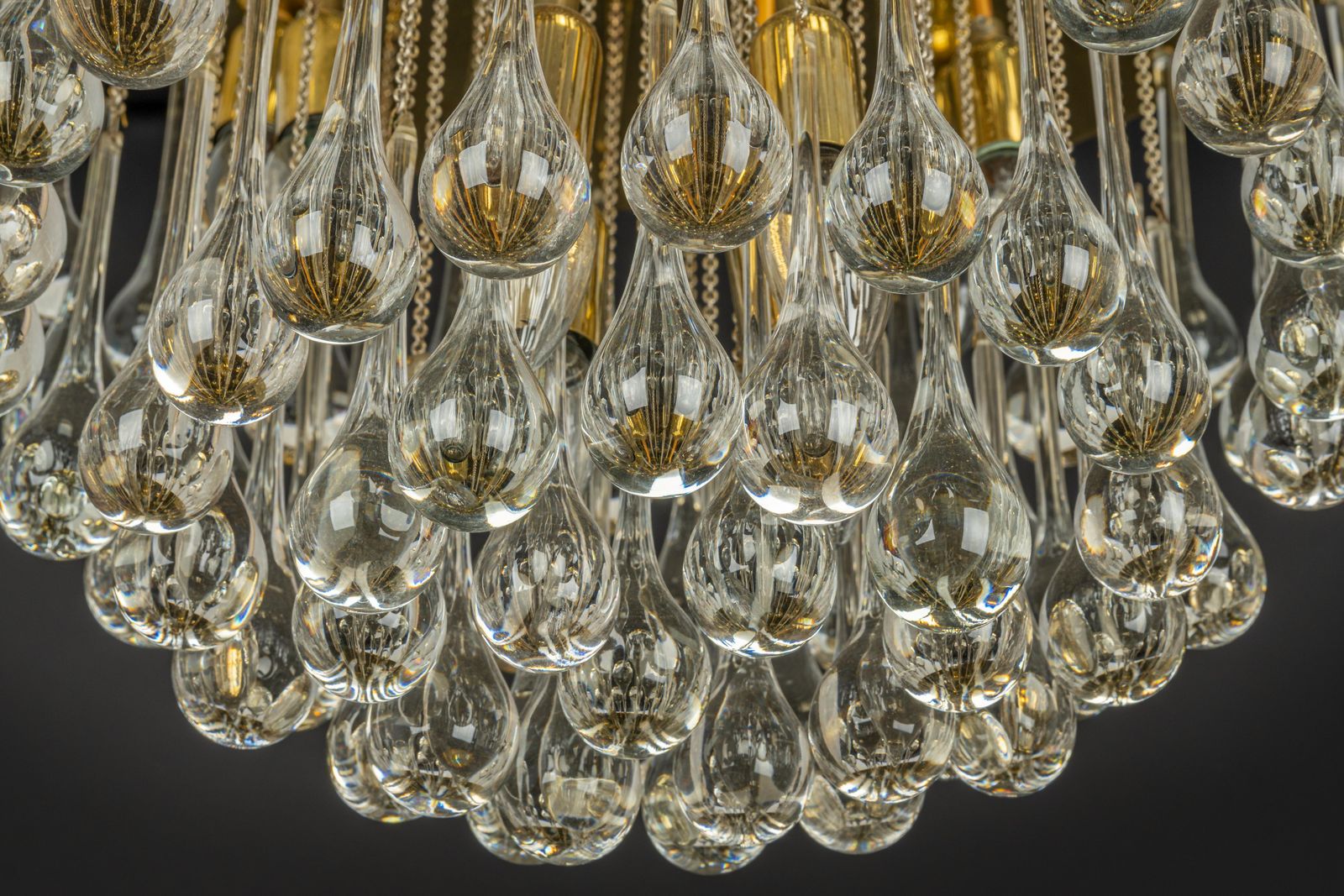3955.0 1 Of 3 Large Murano Glass Tear Drop Chandelier, Christoph Palme, Germany, 1970s photo