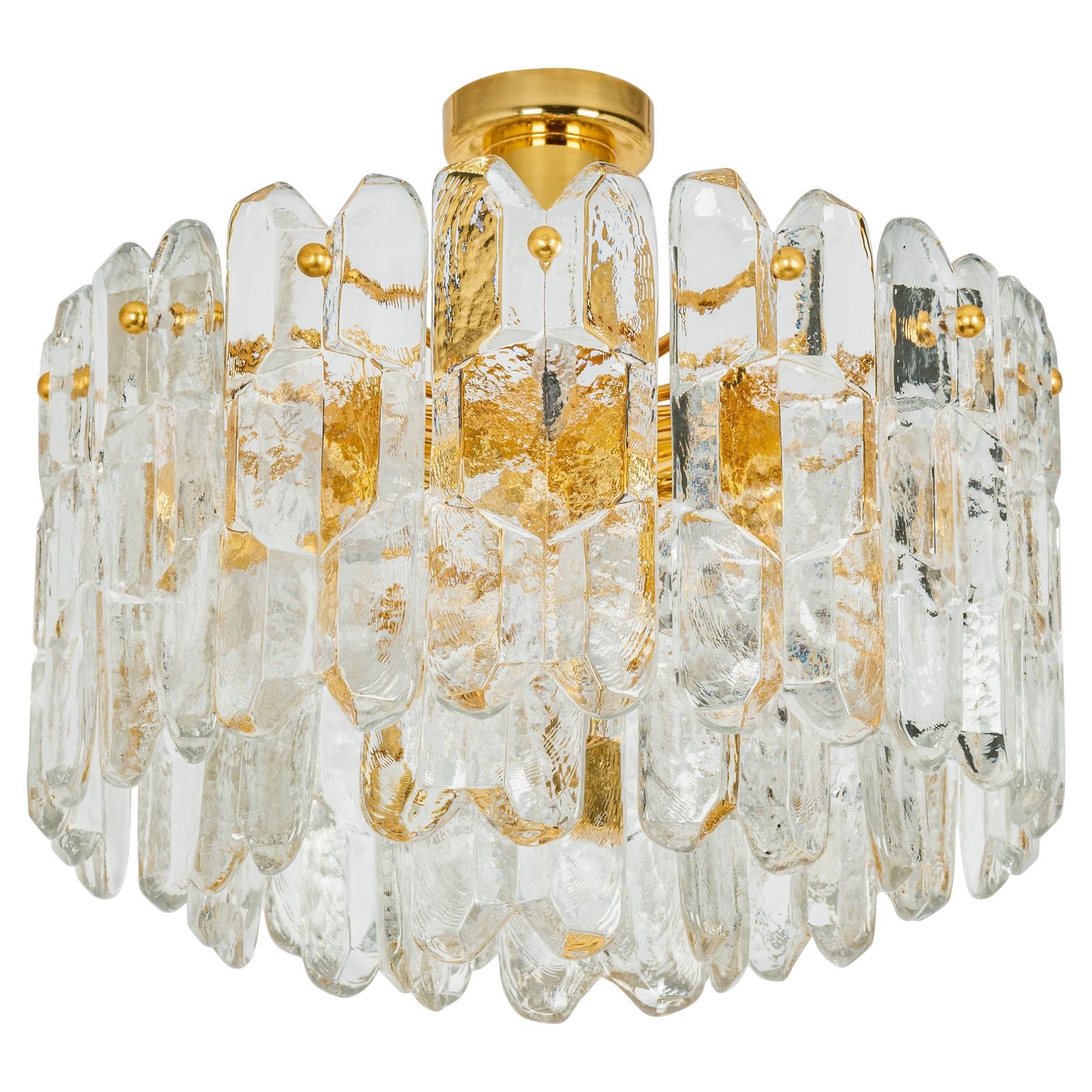 1 Of 3 Stunning Brass Murano Glass Light Fixture Palazzo, Kalmar, Austria, 1970s