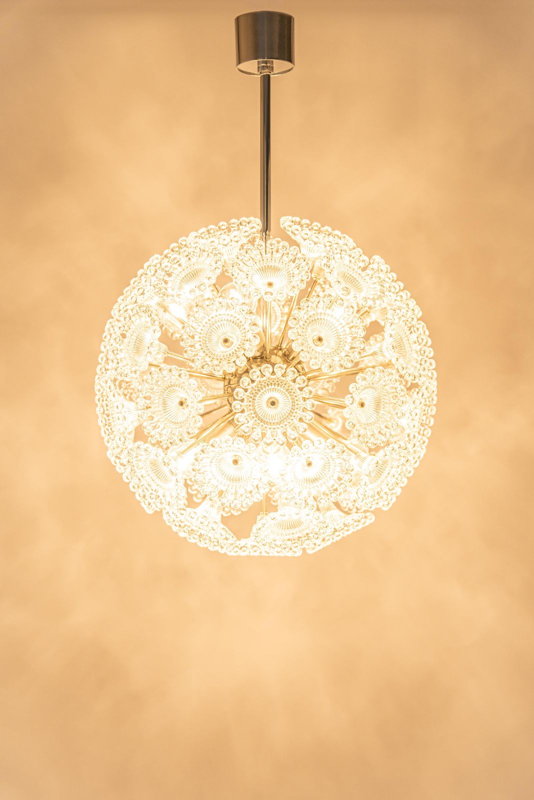 photo for sale 1 Of 2 Stunning Floral Chrome Sputnik Chandelier, Germany, 1960s