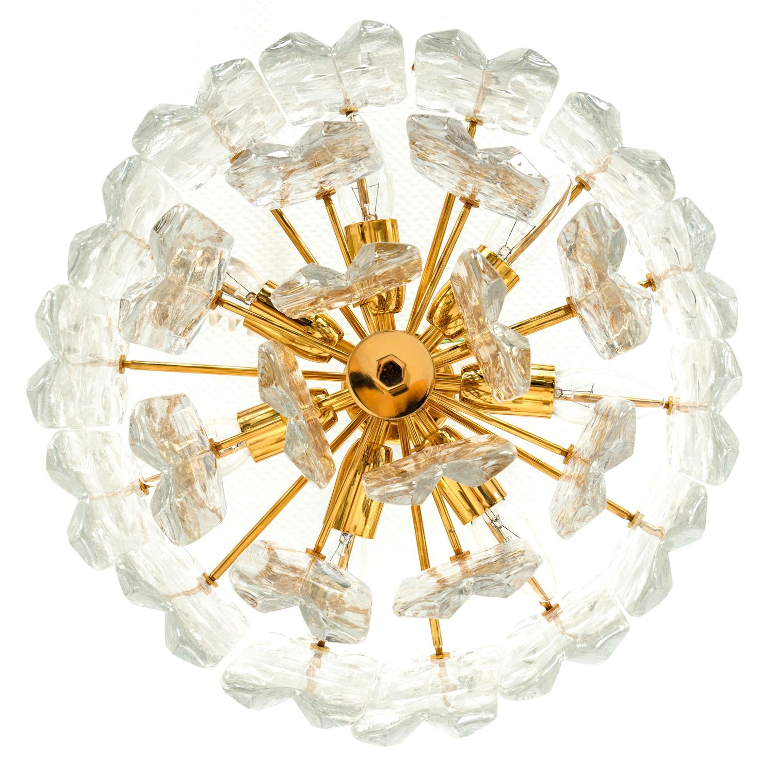 1 Of 3 Stunning Brass Murano Glass Light Fixture Palazzo, Kalmar, Austria, 1970s photo vinterior