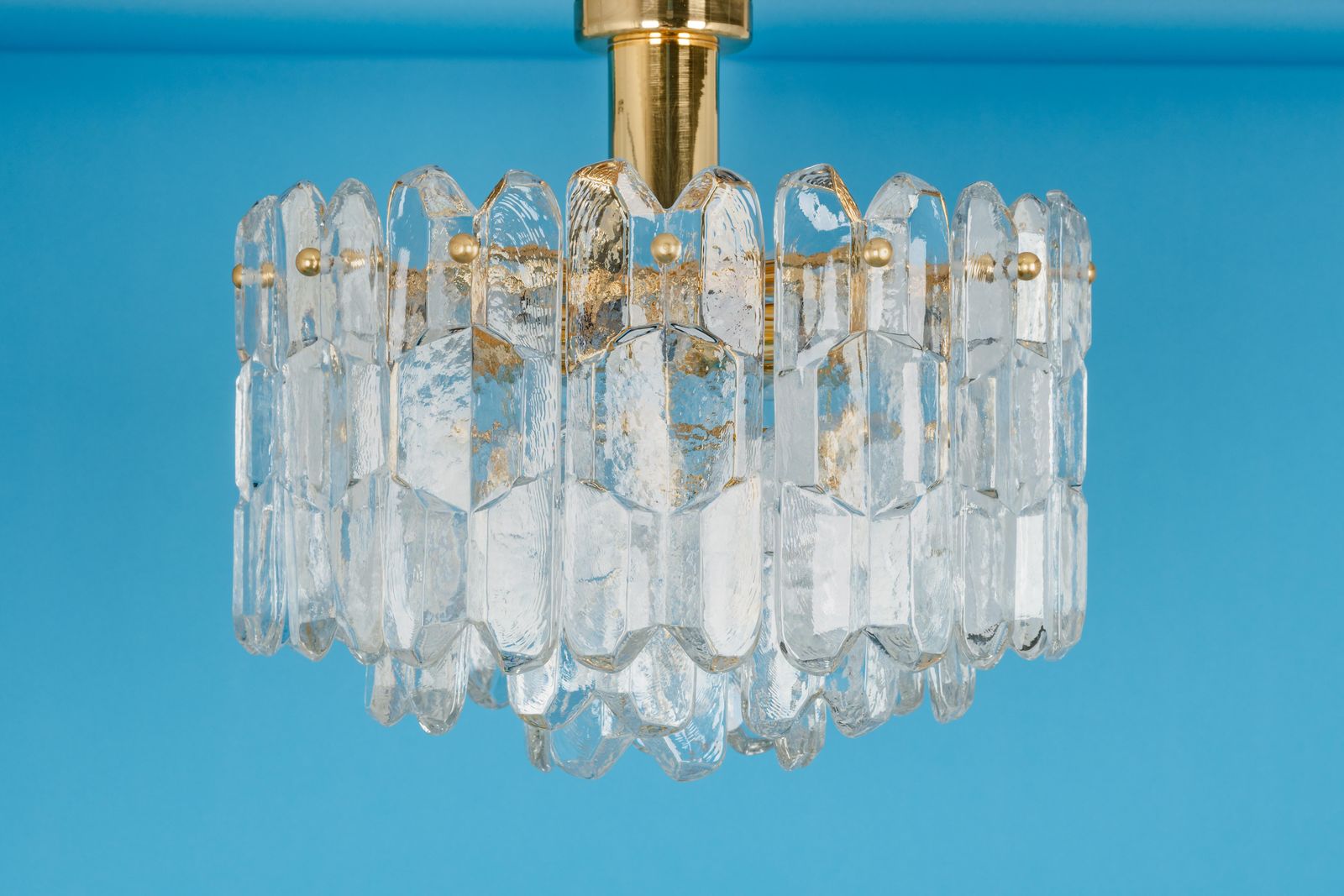 photo vintage 1 Of 3 Stunning Brass Murano Glass Light Fixture Palazzo, Kalmar, Austria, 1970s