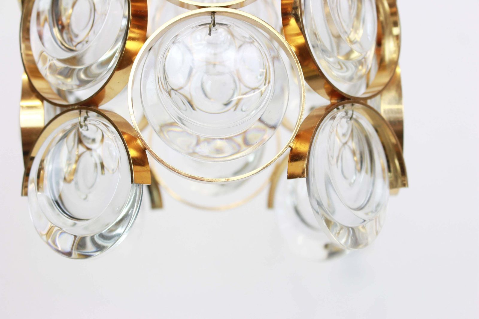 Pair Of Petite Gilded Brass Pendants, Sciolari Design For Palwa, Germany, 1970s photo vintage