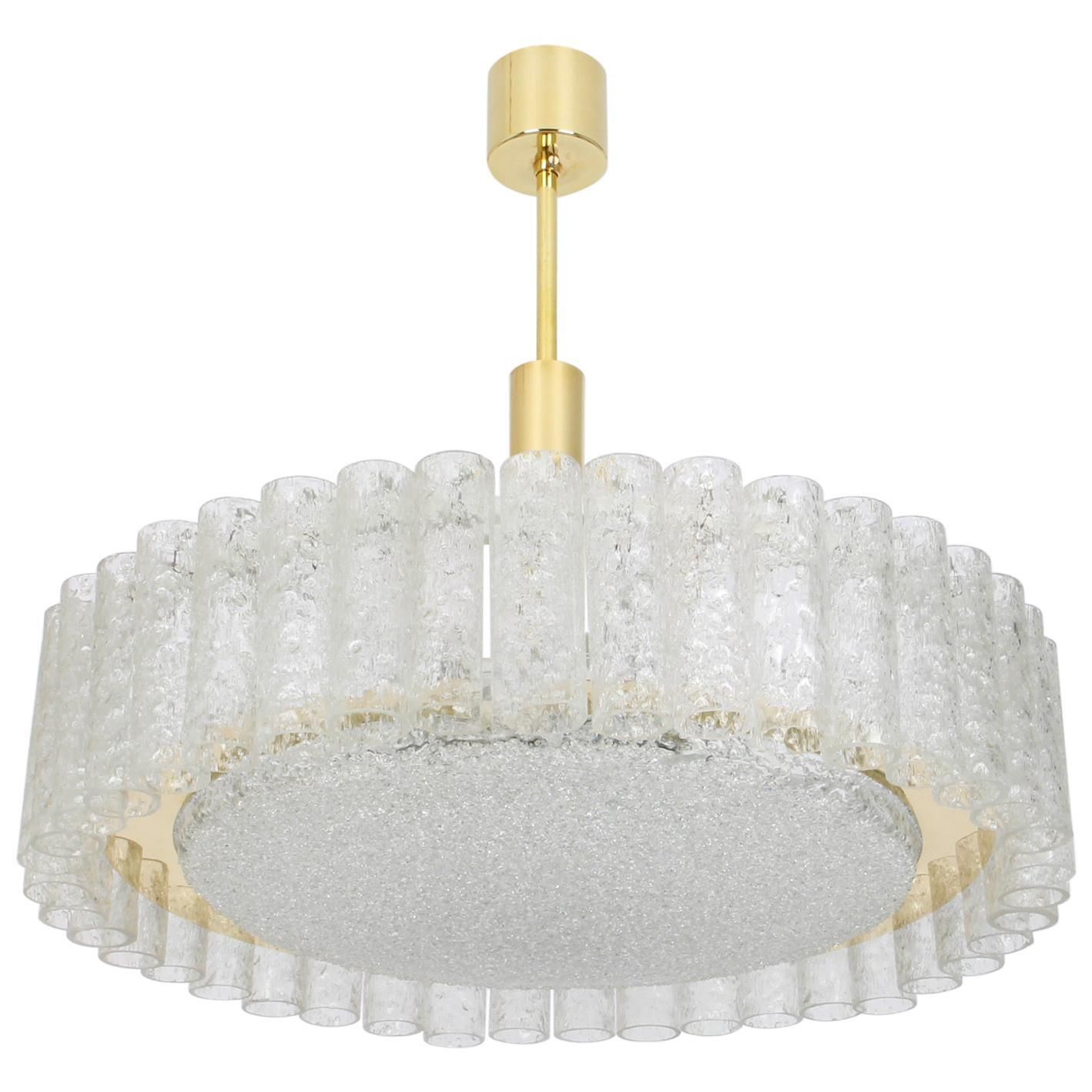 1 Of 2 Stunning Murano Glass Tubes Flushmount By Doria, Germany, 1960s
