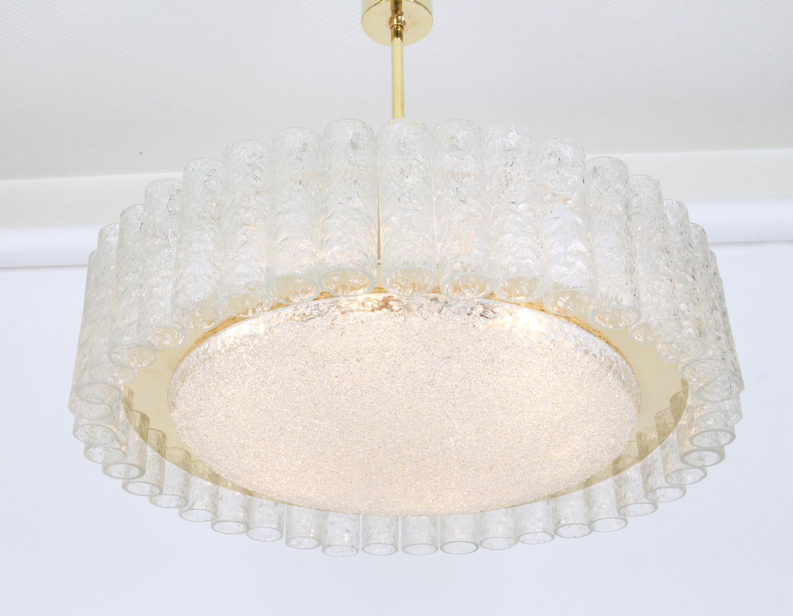 1 Of 2 Stunning Murano Glass Tubes Flushmount By Doria, Germany, 1960s photo Lighting