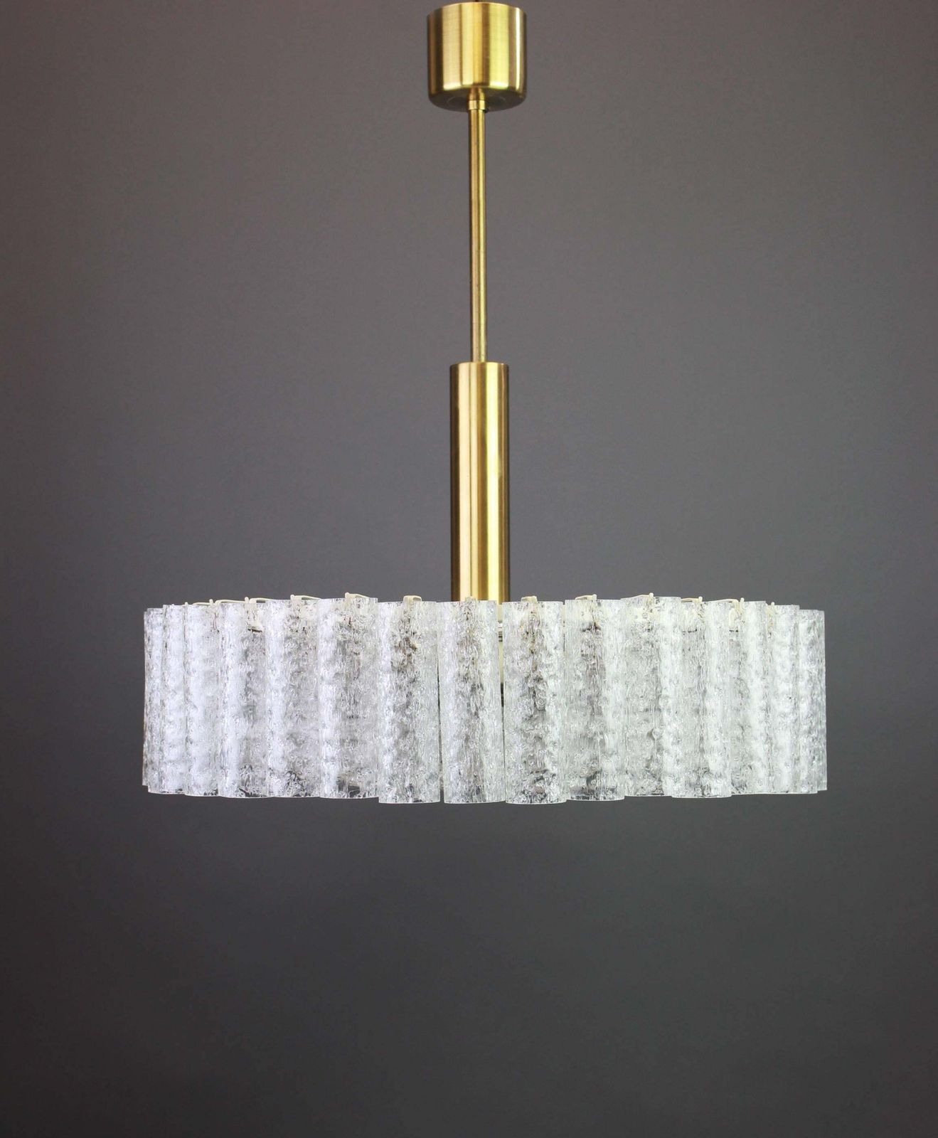 Large Murano Ice Glass Tubes Chandelier By Doria, Germany, 1970s photo for sale