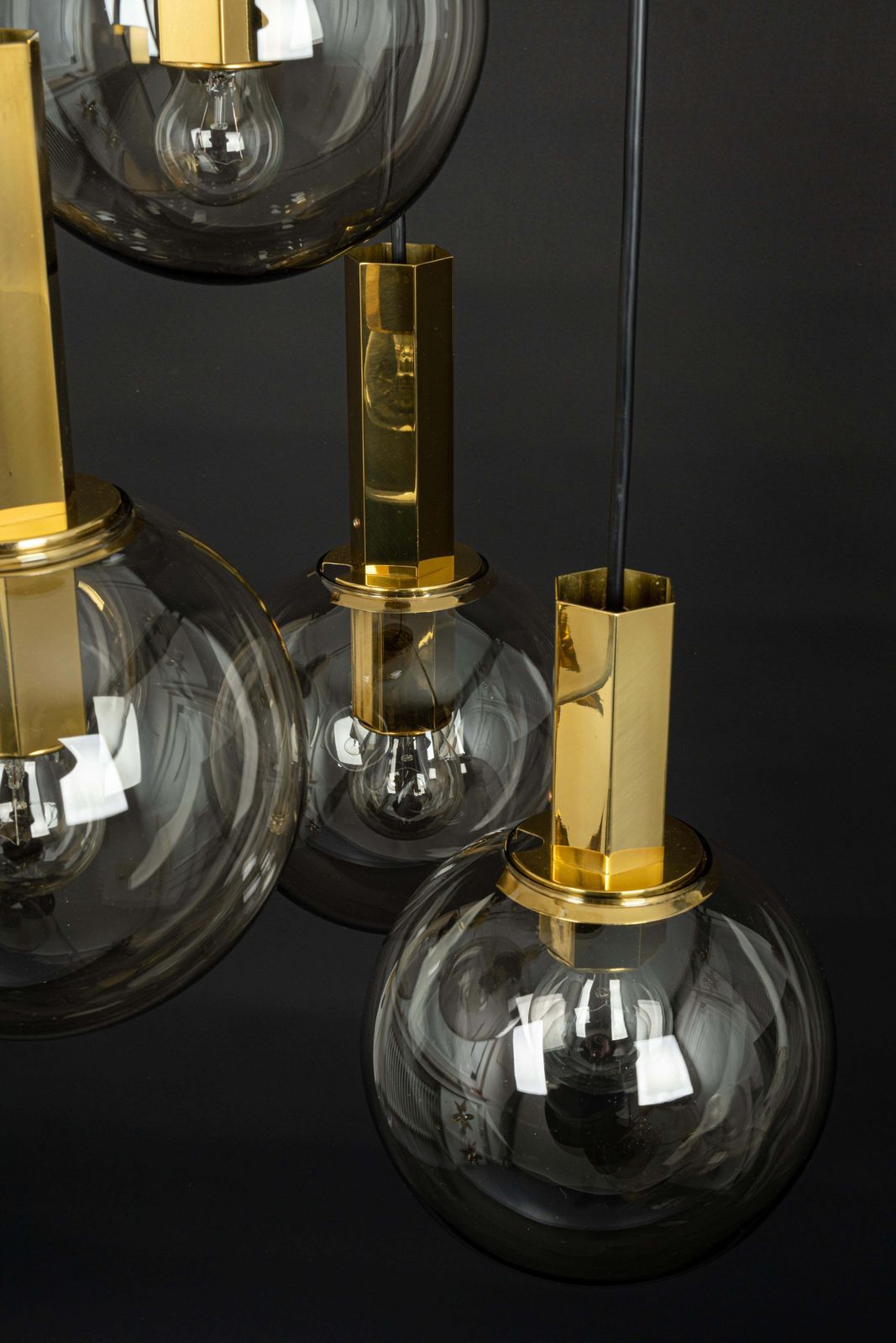 photo furniture Large Designer Cascading Chandelier Smoked Glass By Cosack, Germany, 1970s