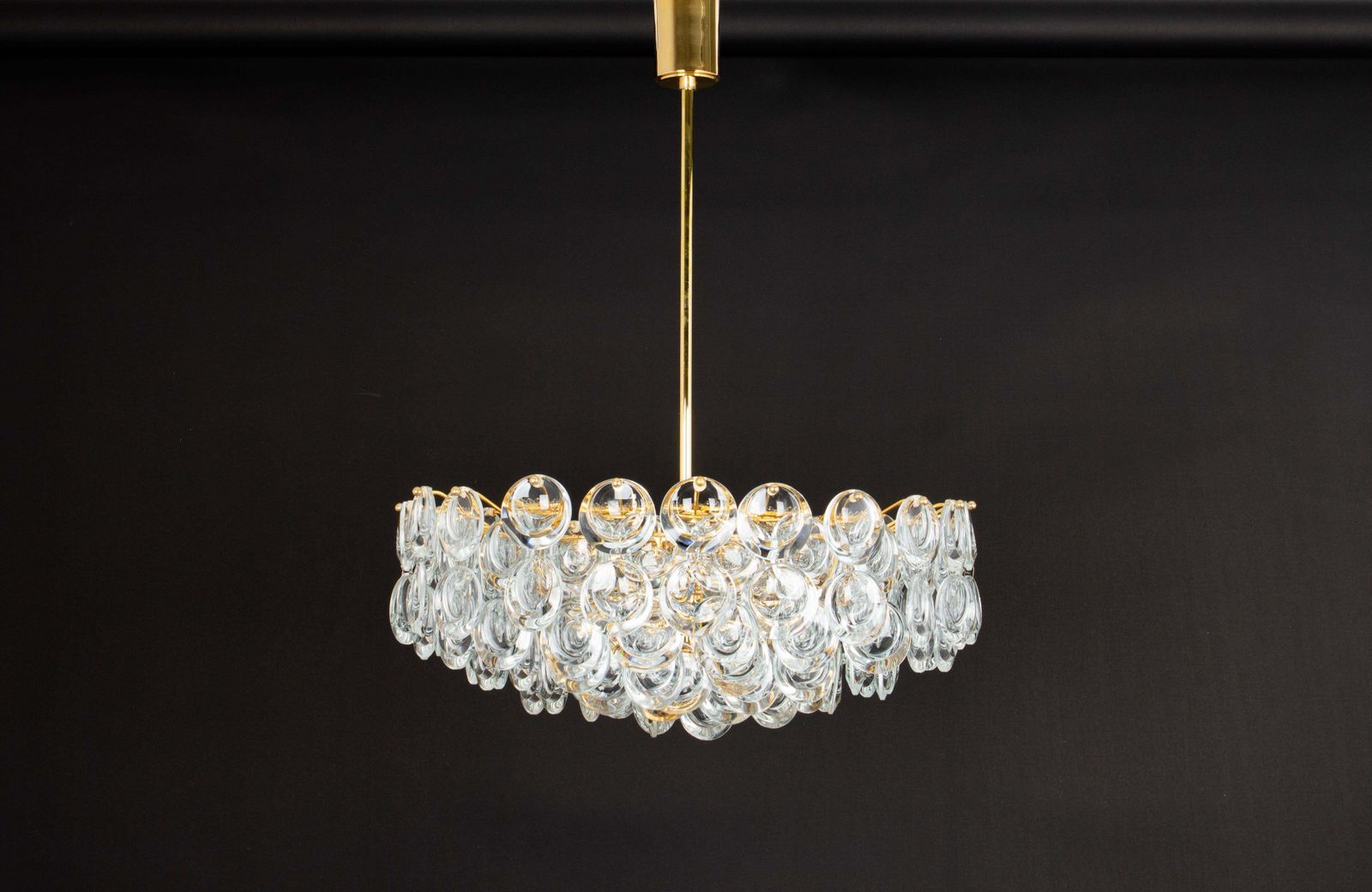 1 Of 2 Gilt Brass Crystal Chandelier By Palwa, Sciolari Design, Germany, 1970s photo furniture
