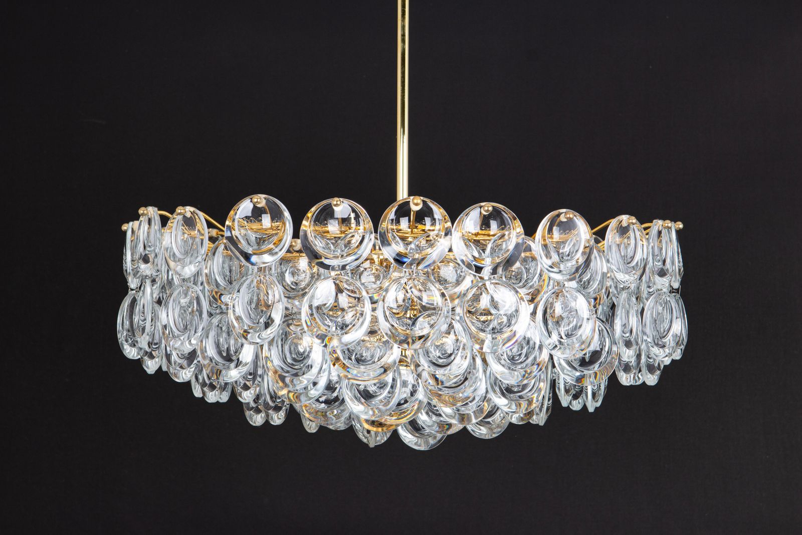 1 Of 2 Gilt Brass Crystal Chandelier By Palwa, Sciolari Design, Germany, 1970s photo Lighting