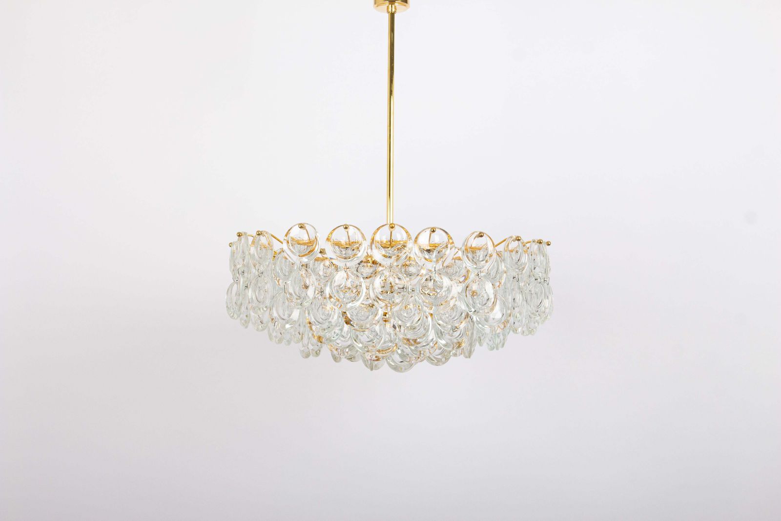 1 Of 2 Gilt Brass Crystal Chandelier By Palwa, Sciolari Design, Germany, 1970s photo vinterior