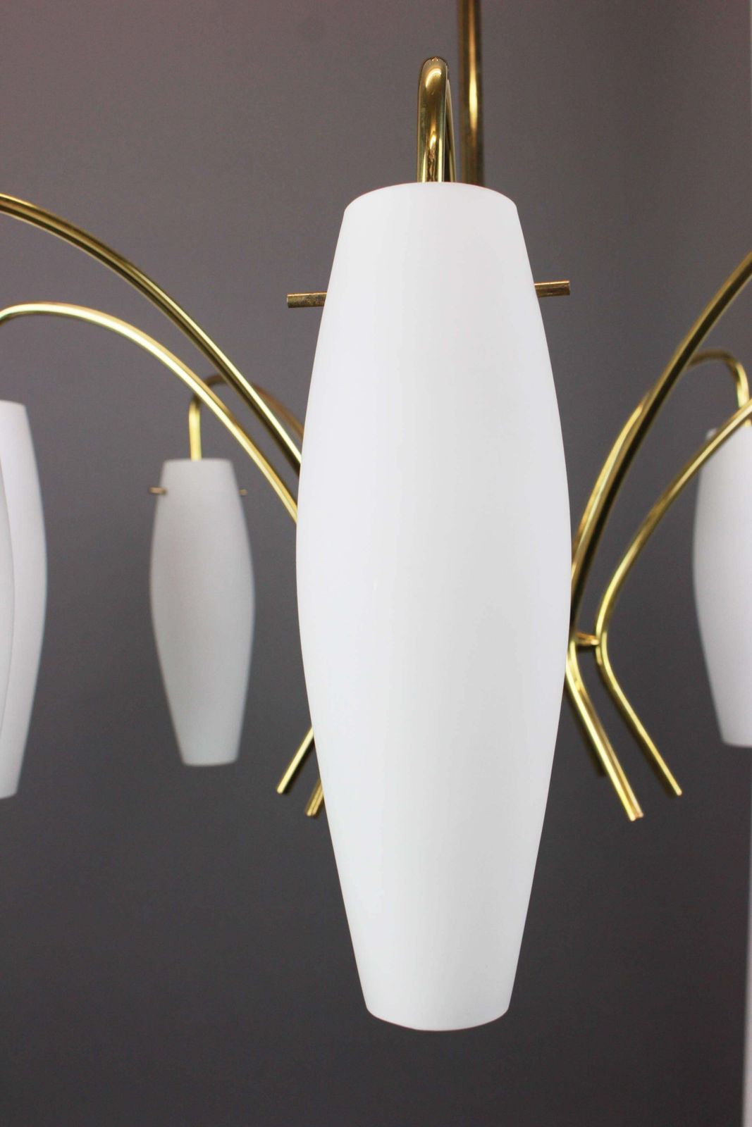 Large Italian Glass Sunburst Chandelier, Stilnovo Style, 1950s photo 2149.0