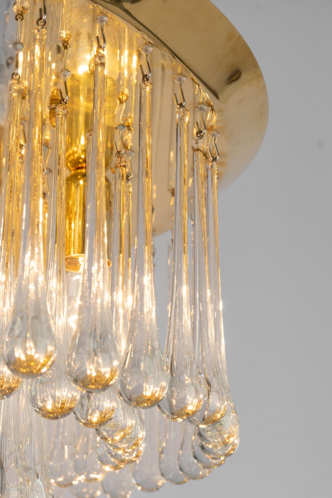 Stunning Brass Tear Drop Glasses Light Fixture Tropfen, Kalmar, Austria, 1970s photo vintage