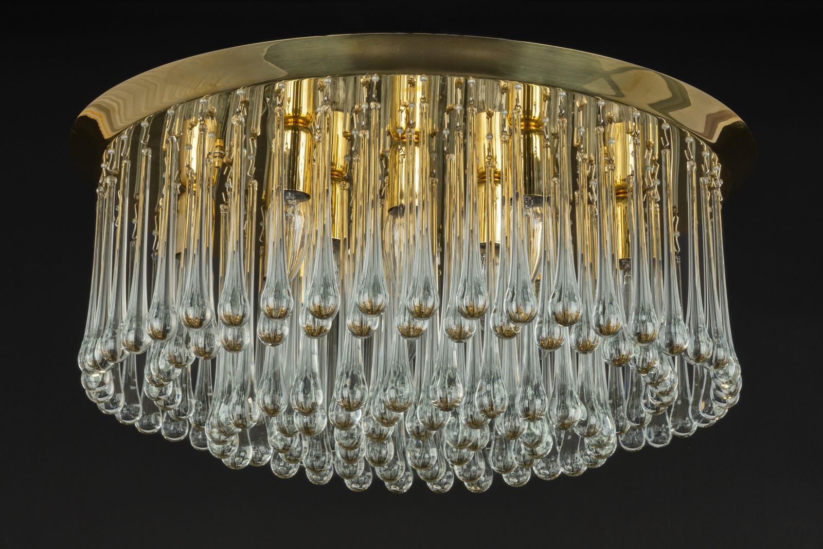 photo for sale Stunning Brass Tear Drop Glasses Light Fixture Tropfen, Kalmar, Austria, 1970s