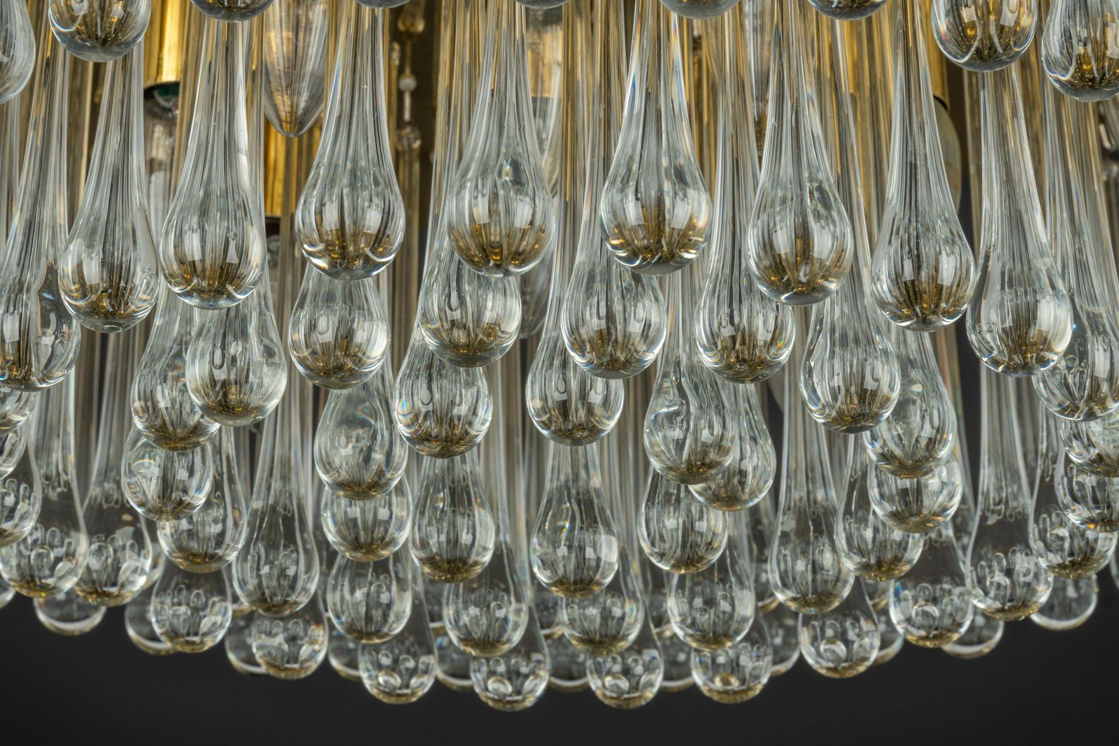 Lighting Stunning Brass Tear Drop Glasses Light Fixture Tropfen, Kalmar, Austria, 1970s photo