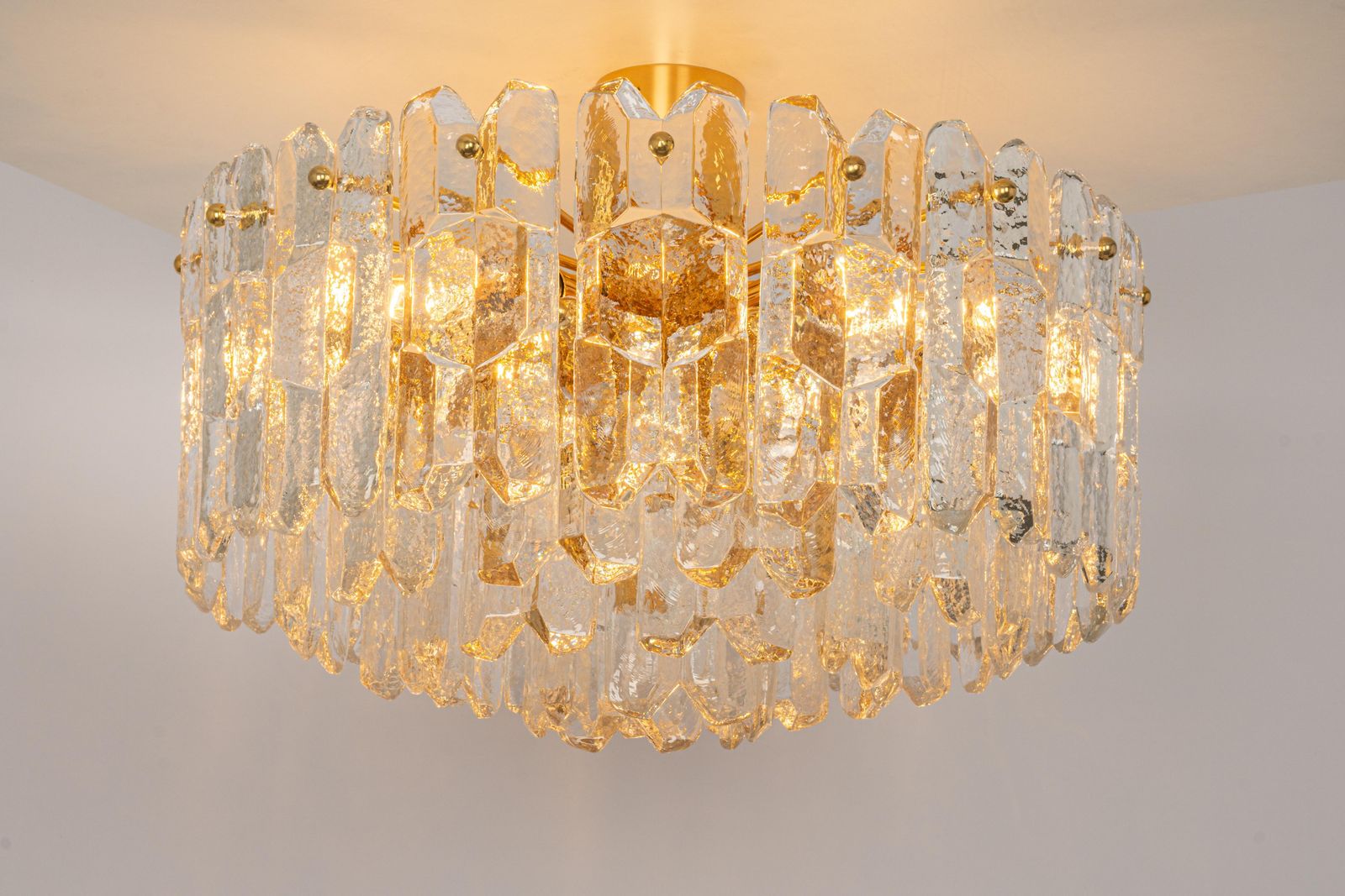 1 Of 2 Stunning Brass Murano Glass Light Fixture Palazzo, Kalmar, Austria, 1970s photo buy