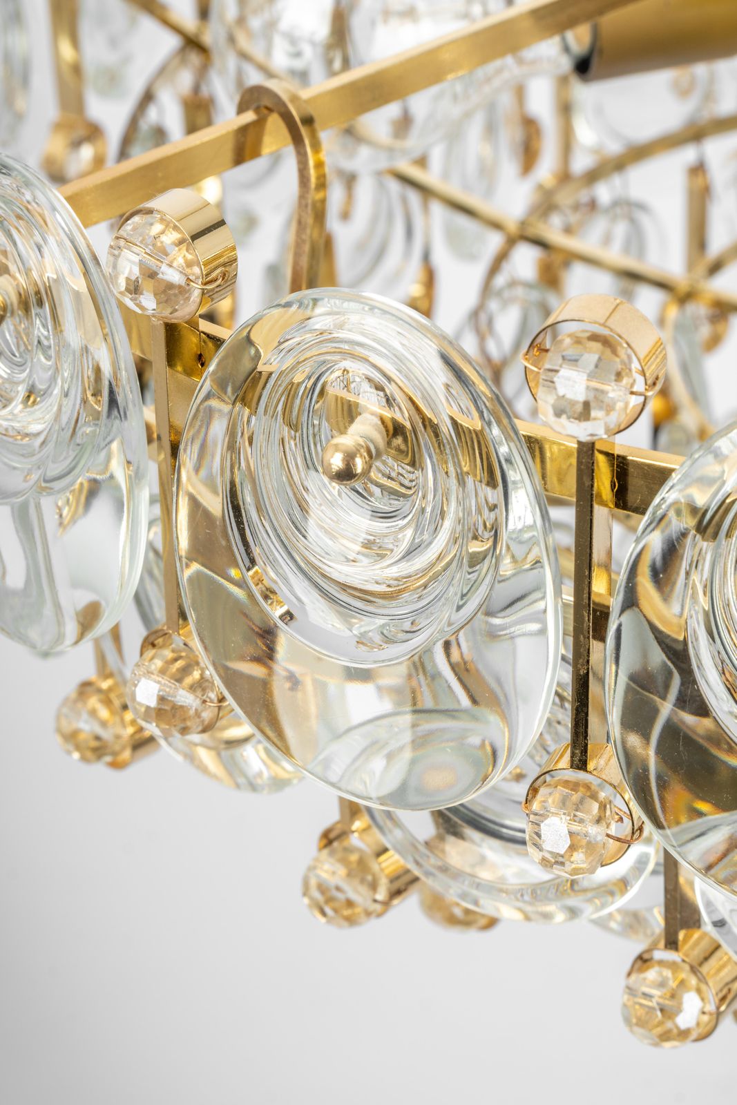 Lighting Delicate Gilt Brass Crystal Chandelier By Palwa, Sciolari Design, Germany, 1970s photo