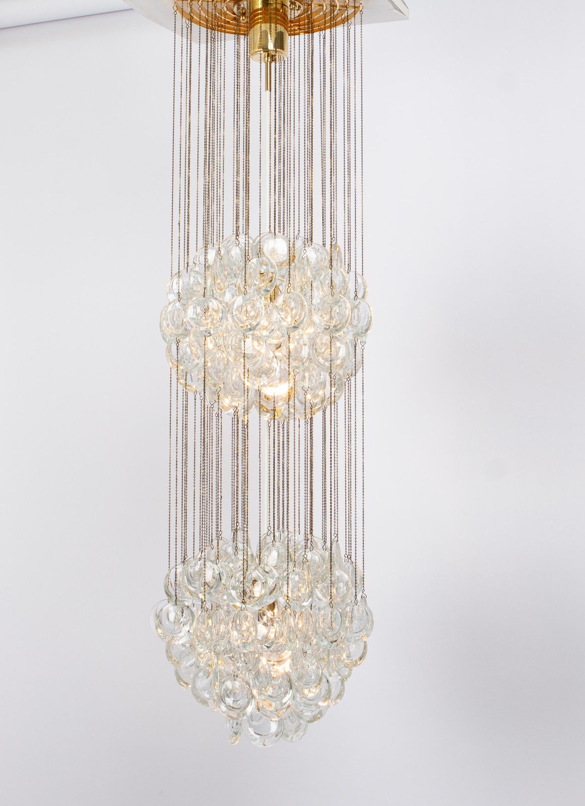 Delicate Gilt Brass Crystal Chandelier By Palwa, Sciolari Design, Germany, 1970s photo vinterior