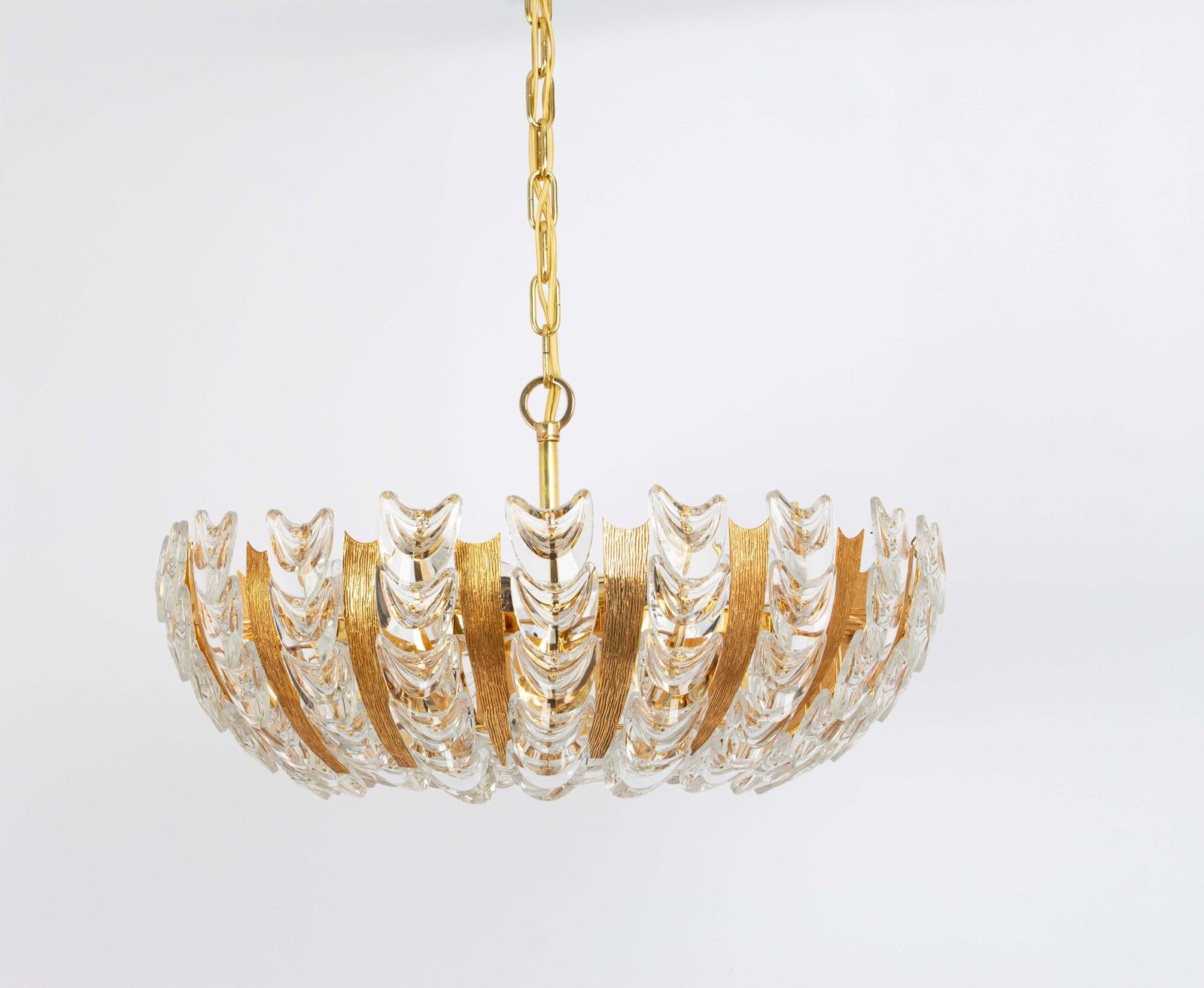 Large Delicate Gilt Brass Crystal Glass Chandelier By Palwa, Germany, 1970s photo buy