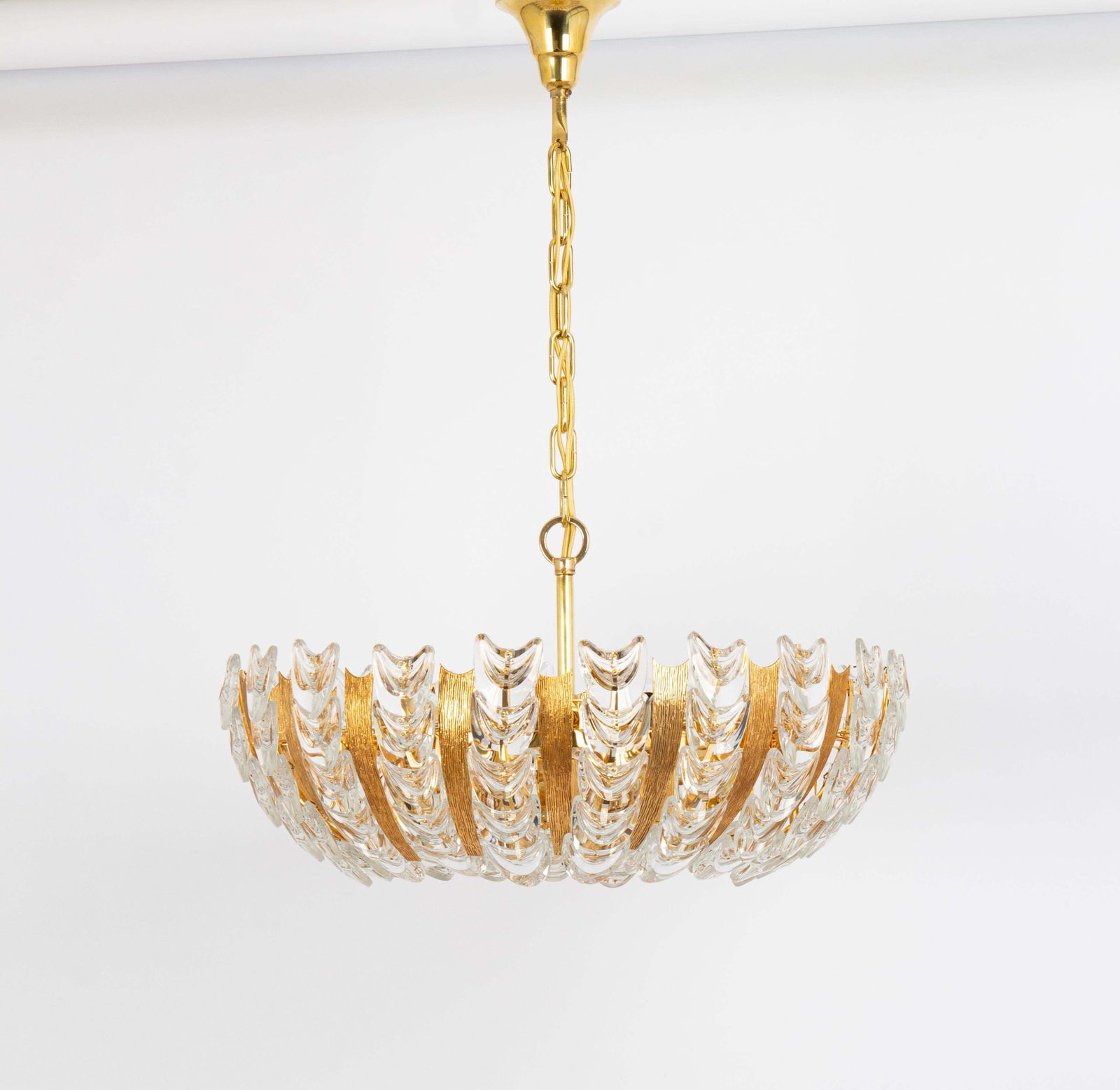 photo furniture Large Delicate Gilt Brass Crystal Glass Chandelier By Palwa, Germany, 1970s