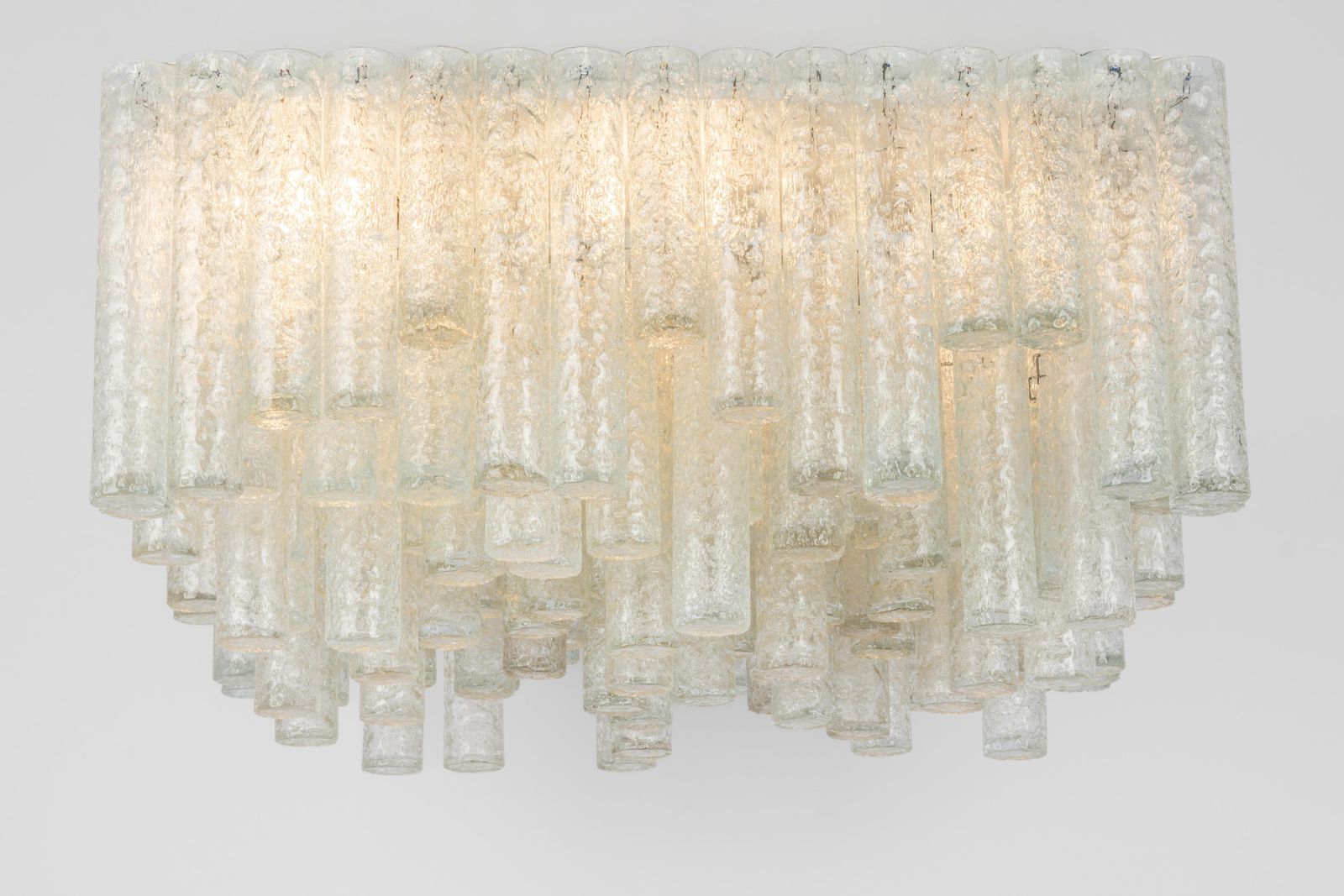 1 Of 2 Large Stunning Murano Ice Glass Flush Mount By Doria, Germany, 1960s photo 4298.0