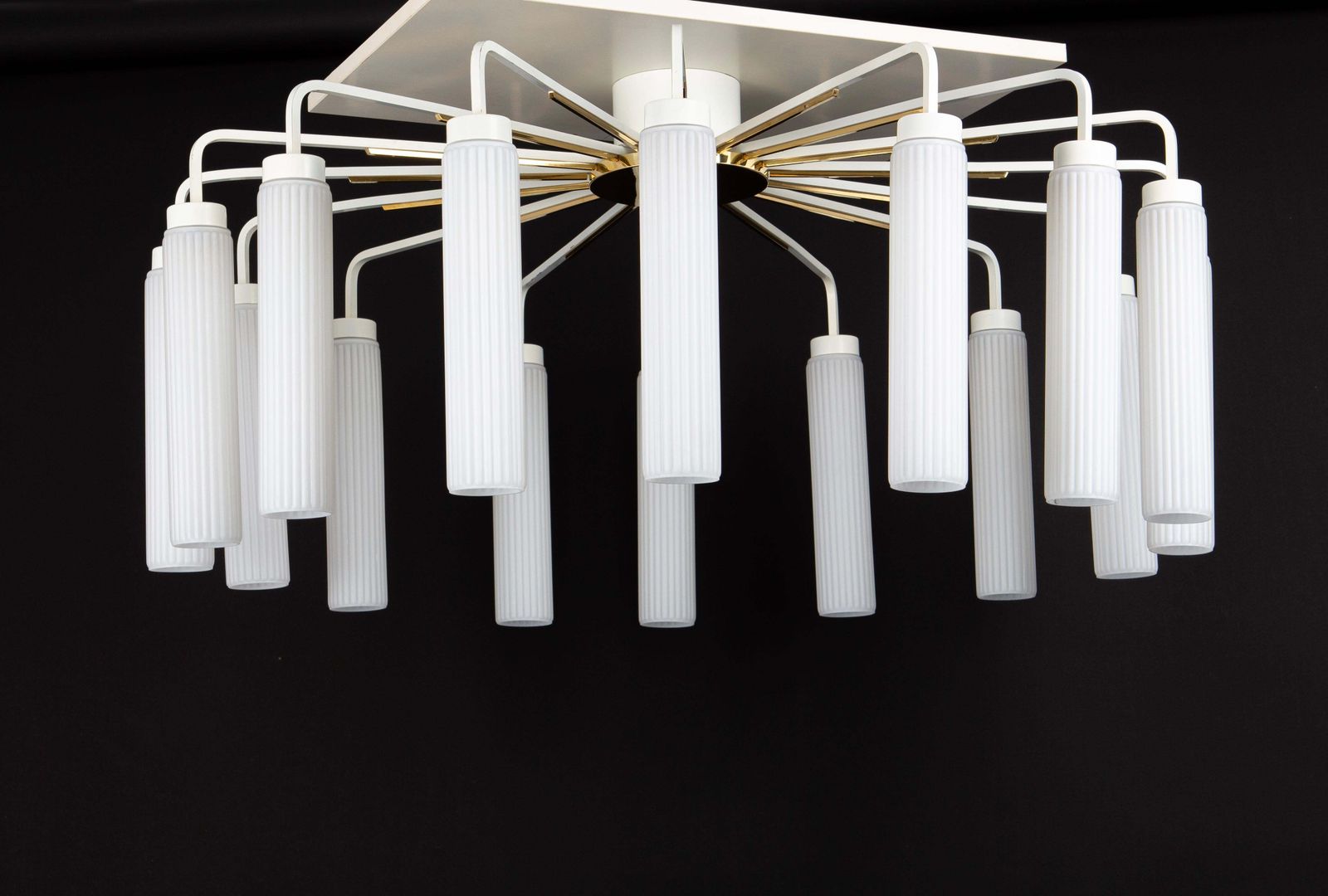 photo furniture Extra Large Glass Sunburst Chandelier, Stilnovo Style, 1950s