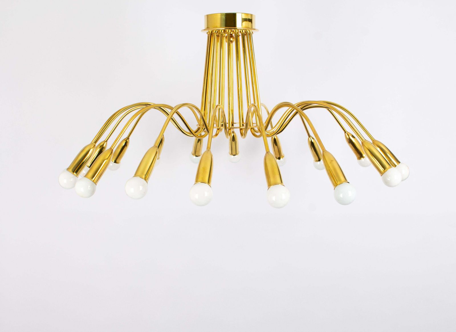 Stunning Huge Chandelier, Brass In Style Of Kaiser, Germany, 1960s photo furniture