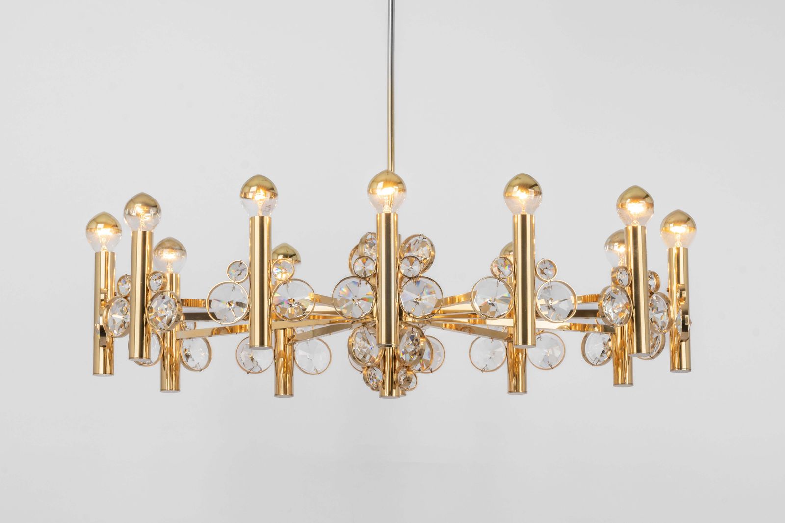 Large Gilt Brass Chandelier, Sciolari Design By Palwa, Germany, 1970s photo furniture