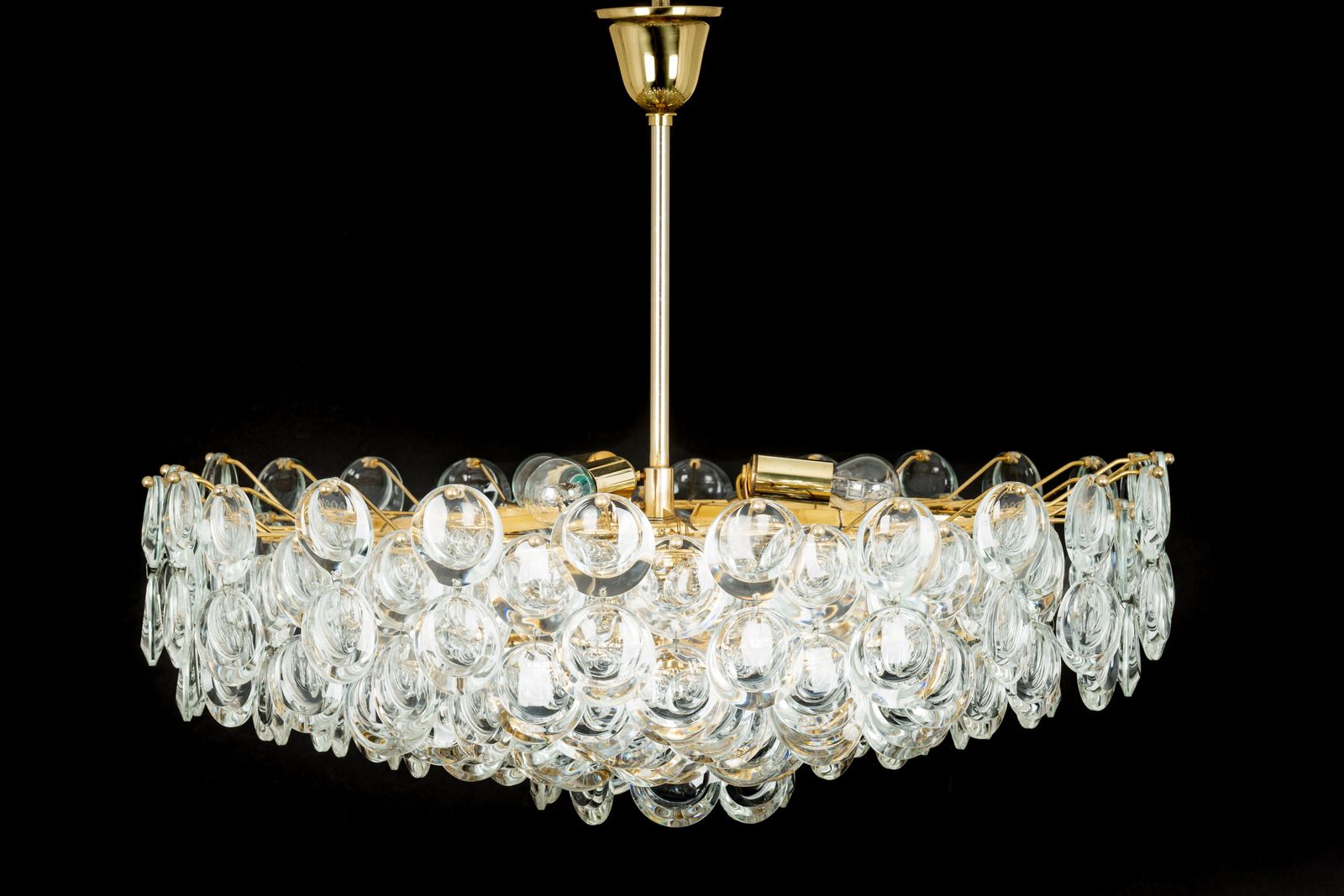 Huge Gilt Brass And Crystal Chandelier, Sciolari Design By Palwa, Germany, 1970s photo 5760.0
