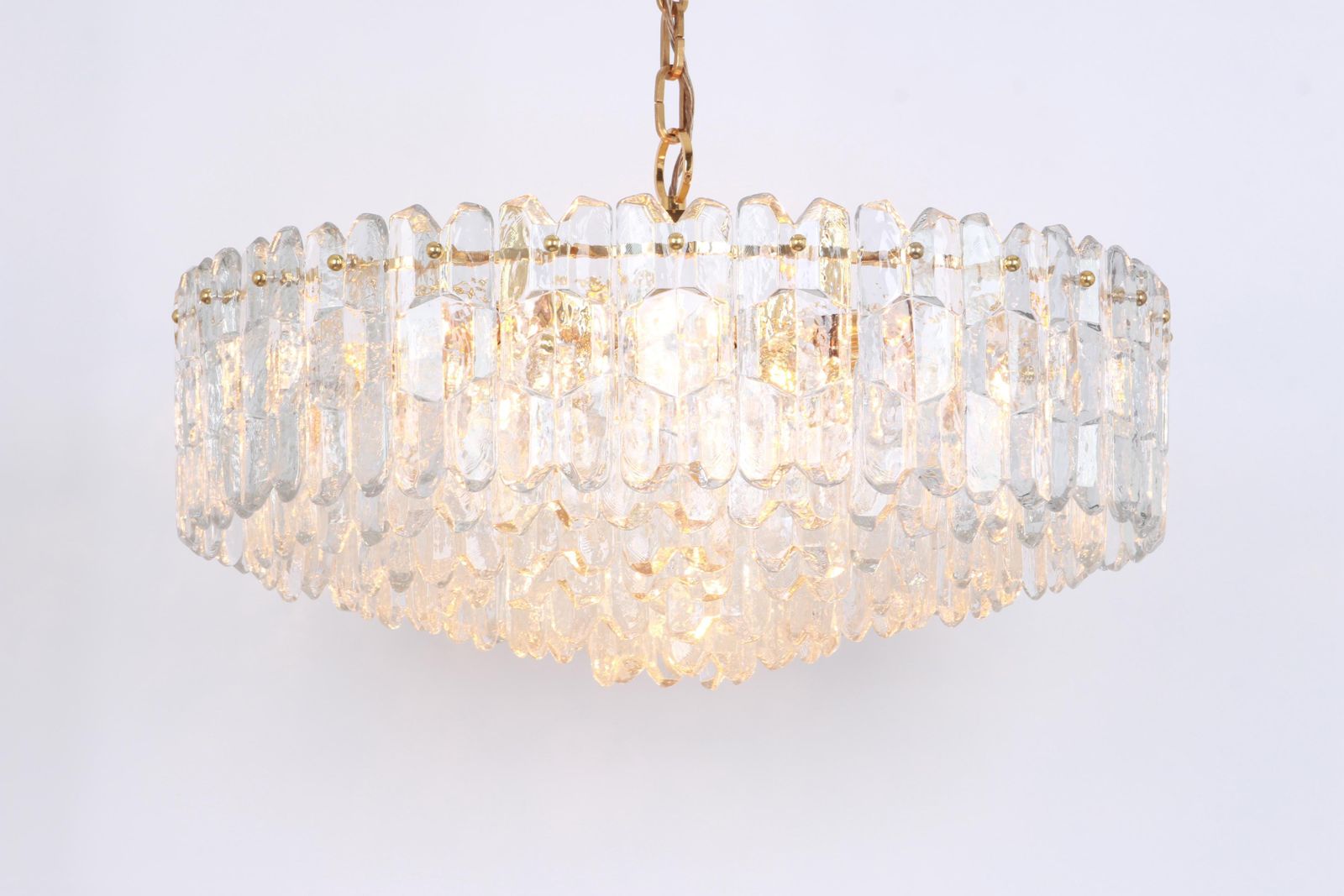 photo for sale 1 Of 2 Huge Kalmar Chandelier 'Palazzo', Gilt Brass Glass, Austria, 1970
