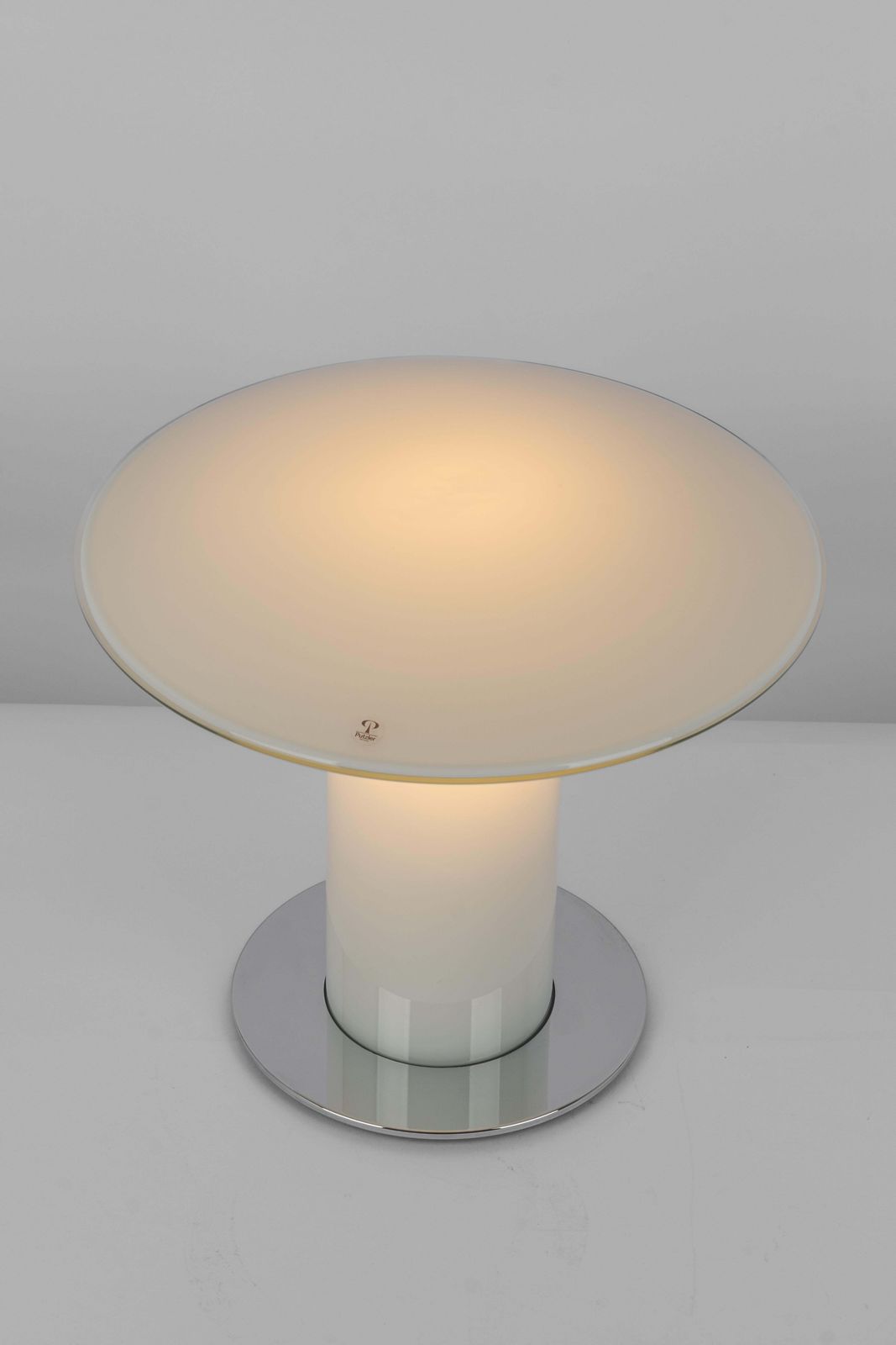 1 Of 2 Wonderful Glass Mushroom Table Lamp By Peill & Putzler, Germany, 1970s photo vintage