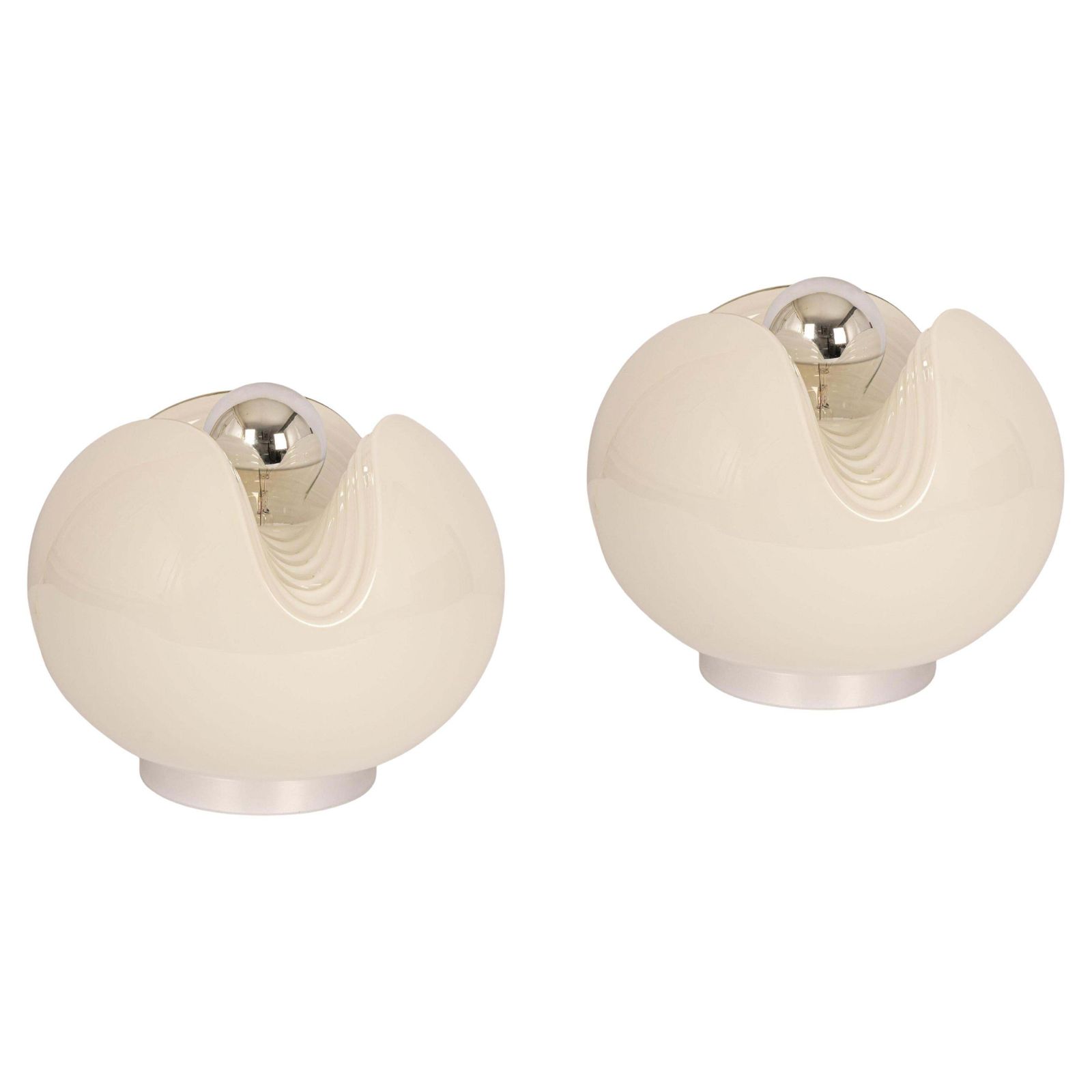 1 Of 2 Petite Glass Table Light By Koch & Lowy For Peill & Putzler, Germany, 70s