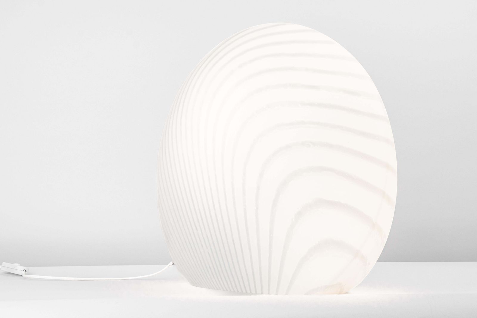photo furniture Wonderful Large Glass Table Lamp Zebra Pattern Peill & Putzler, Germany, 1970s