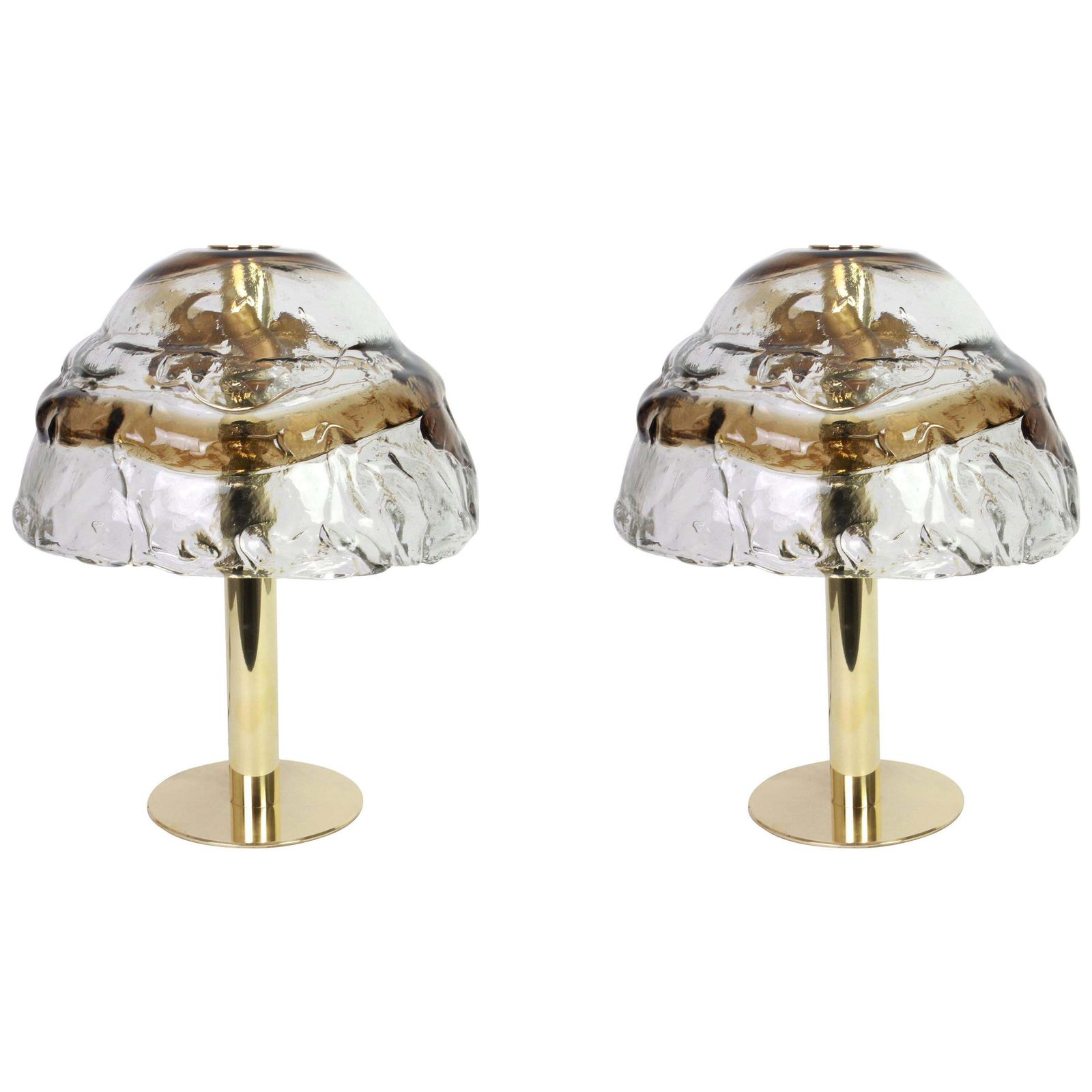 1 Of 2 Large Murano Smoked Glass Table Lamp By Kalmar, Austria, 1970s