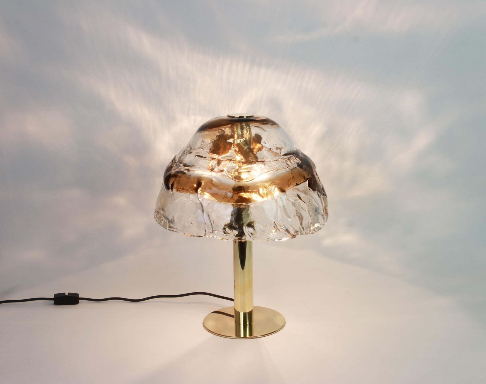 1 Of 2 Large Murano Smoked Glass Table Lamp By Kalmar, Austria, 1970s photo for sale
