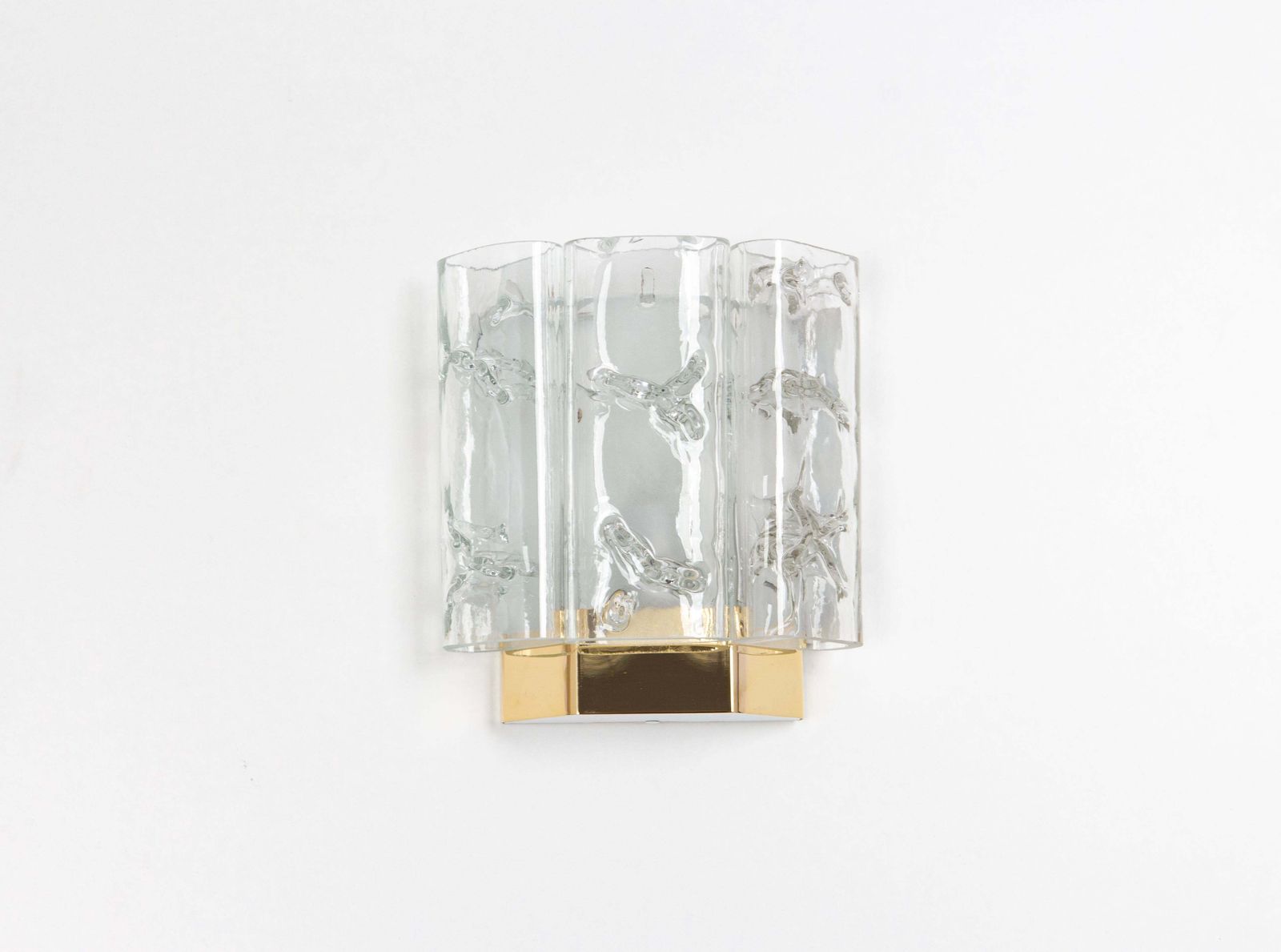 1 Of 4 Brass And Murano Glass Wall Sconces By Doria, Germany, 1960s photo vinterior