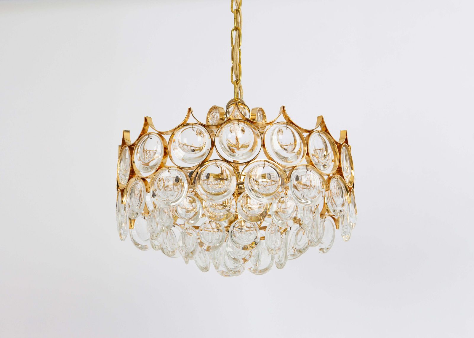 1 Of 2 Gilt Brass Chandelier, Sciolari Style By Palwa, Germany, 1970s photo 1100.0