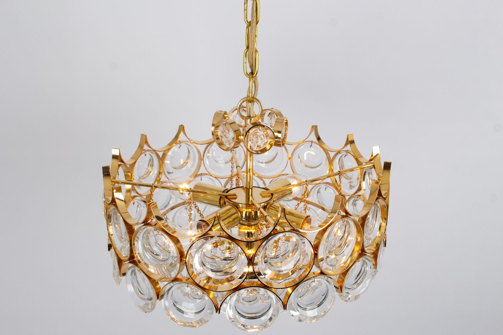 photo furniture 1 Of 2 Gilt Brass Chandelier, Sciolari Style By Palwa, Germany, 1970s