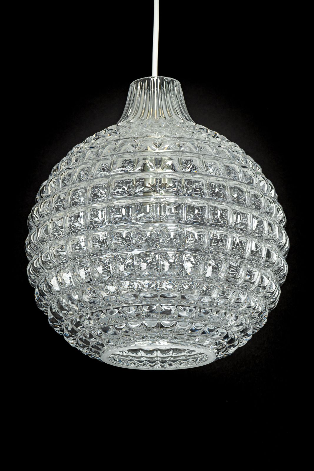 1 Of 2 Stunning Crystal Glass Pendant Light, Peill & Putzler, Germany, 1970s photo vintage