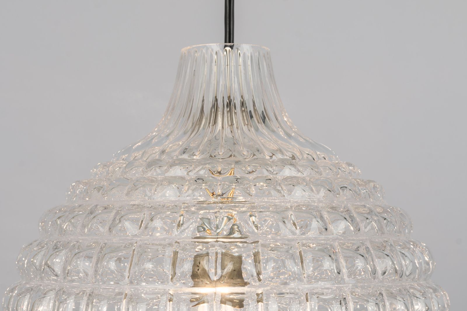 photo vintage 1 Of 2 Stunning Crystal Glass Pendant Light, Peill & Putzler, Germany, 1970s