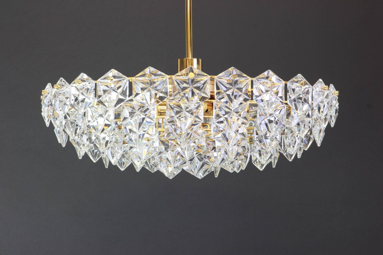 Stunning Huge Chandelier, Brass And Crystal Glass By Kinkeldey, Germany, 1970s photo for sale