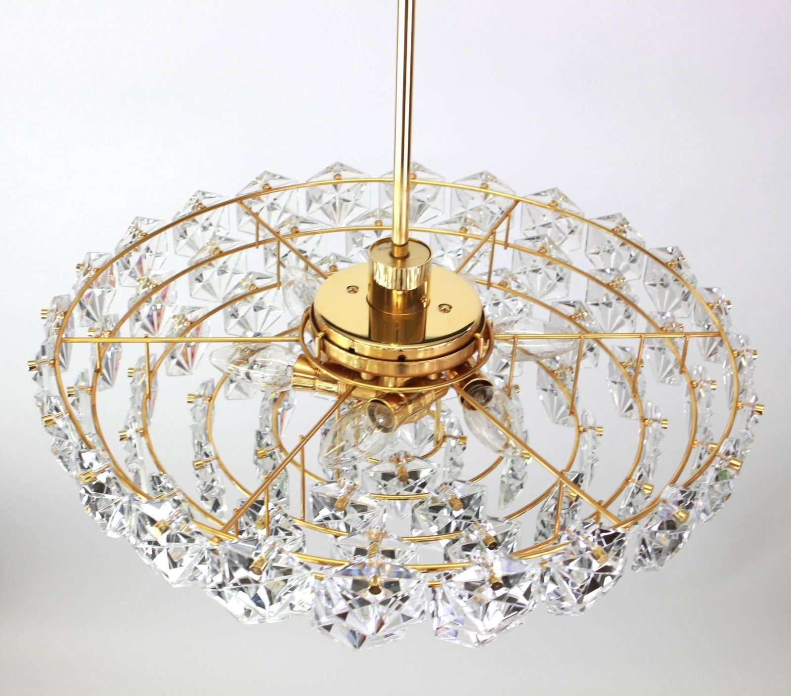 Stunning Huge Chandelier, Brass And Crystal Glass By Kinkeldey, Germany, 1970s photo buy