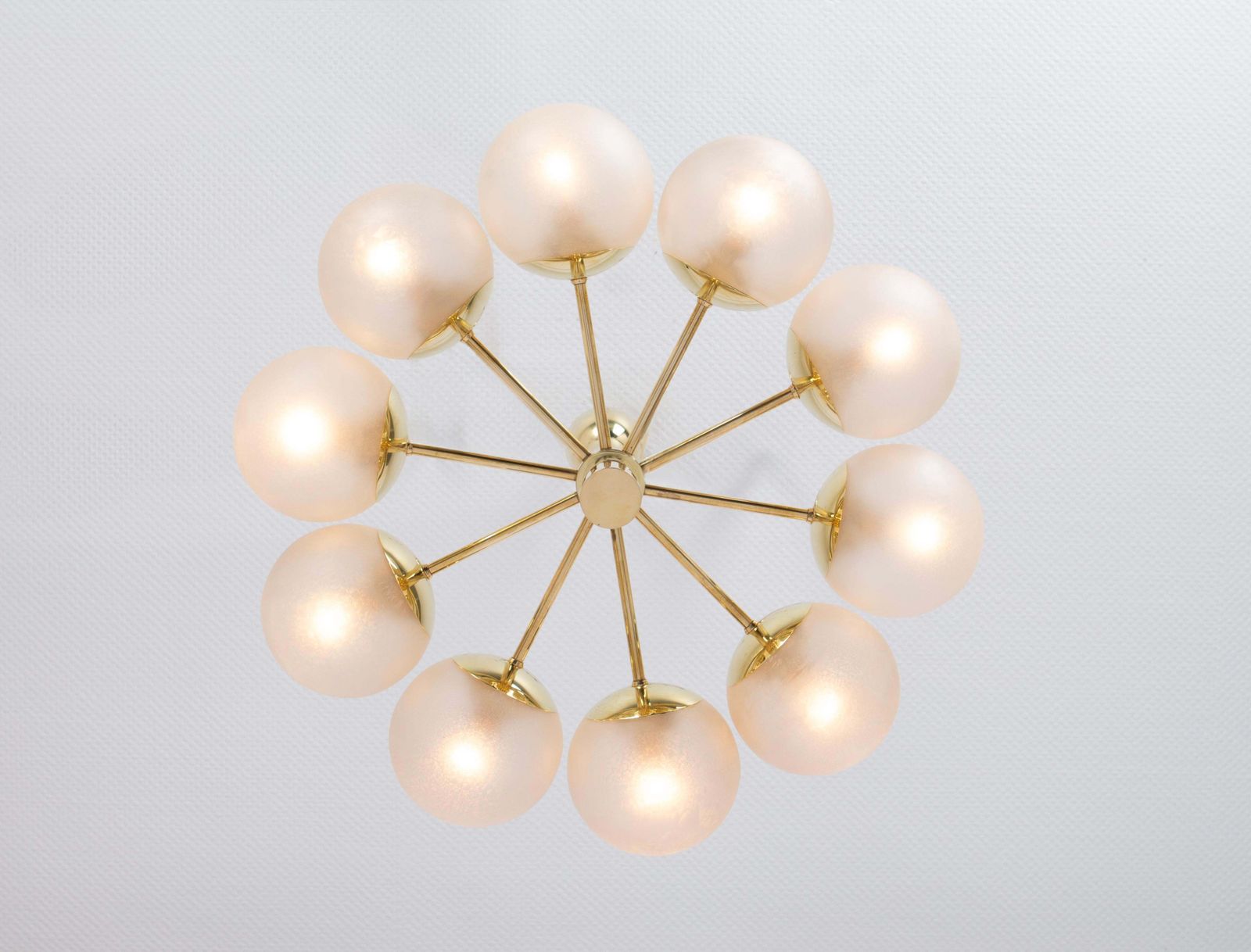 Large Stunning Kaiser Sputnik Frosted Glass Globes Chandelier, Germany, 1970s photo buy