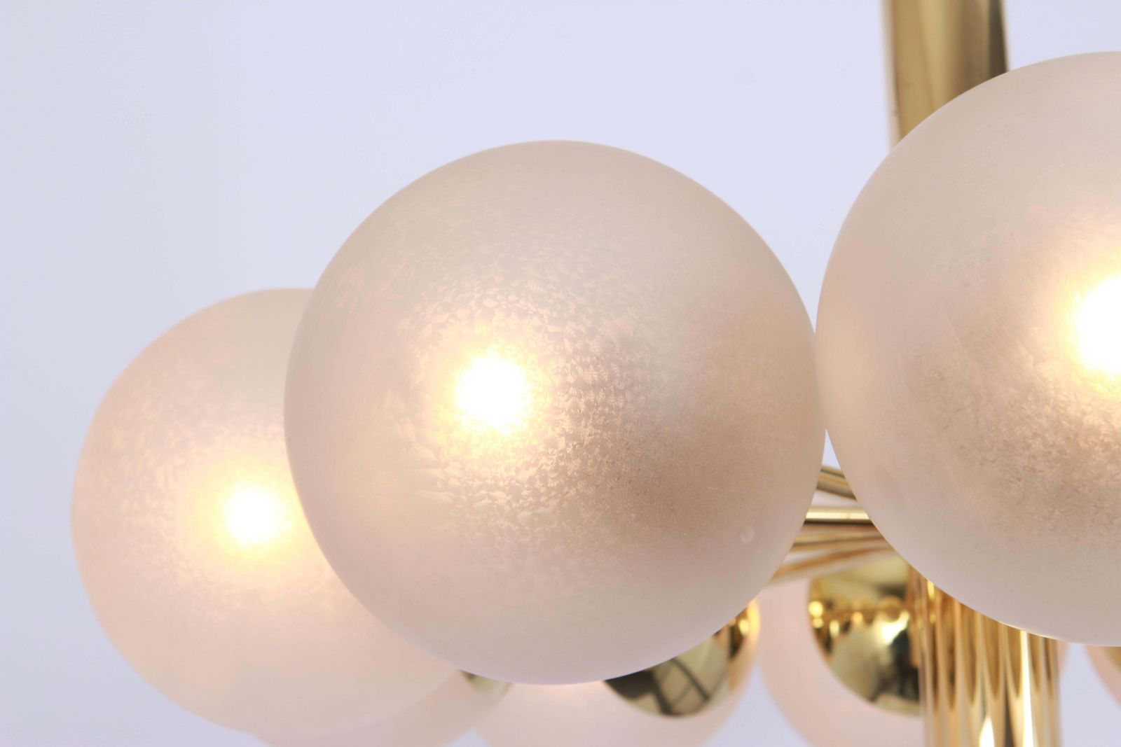 Large Stunning Kaiser Sputnik Frosted Glass Globes Chandelier, Germany, 1970s photo vintage