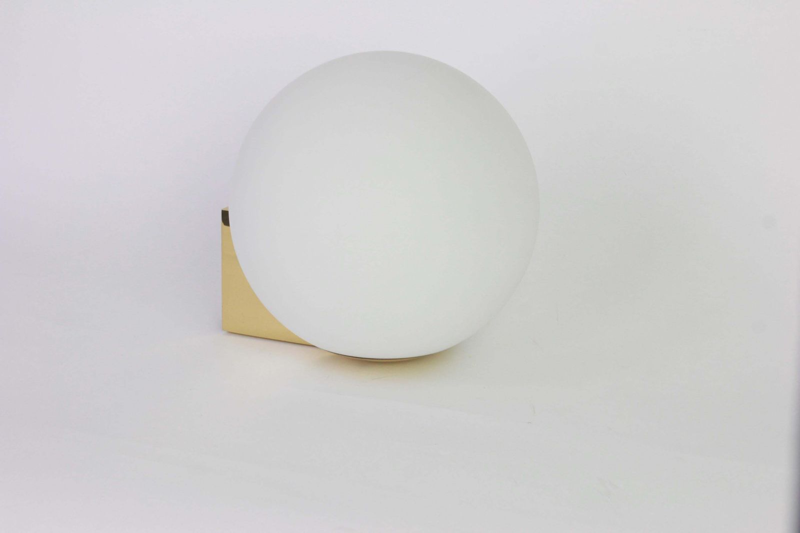 1 Of 2 Large Brass Opal Glass Wall Lights, Limburg, Germany, 1970s photo Lighting