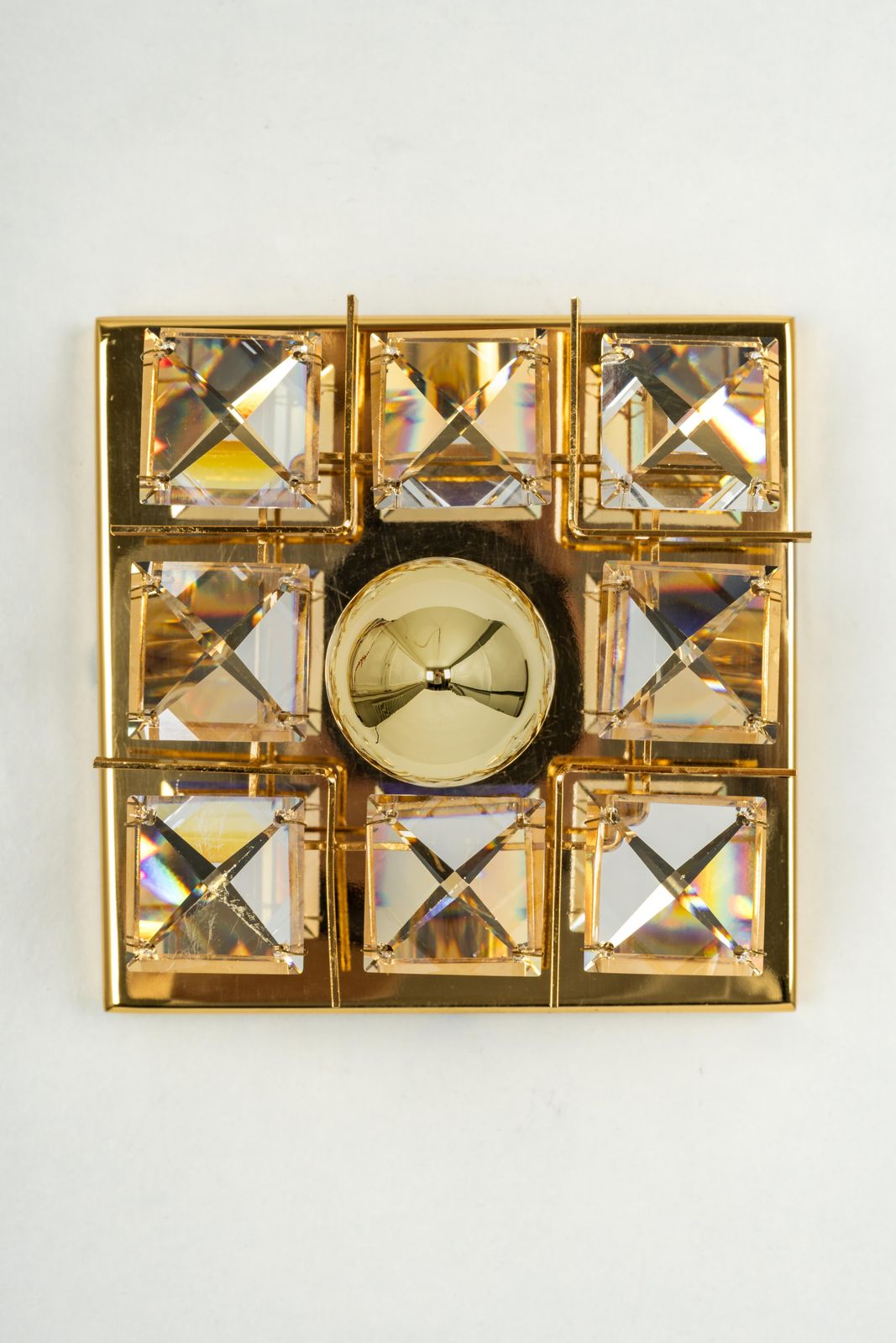 1 Of 4 Gilt Brass Flower Shape Wall Lights By Palwa, Germany, 1970s photo for sale