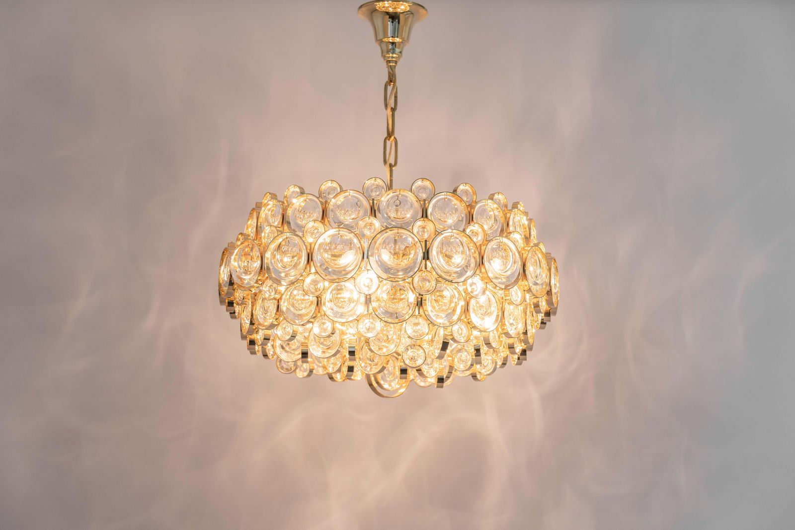Lighting 1 Of 3 Stunning Gilt Brass Chandelier, Sciolari Design By Palwa, Germany, 1970s photo