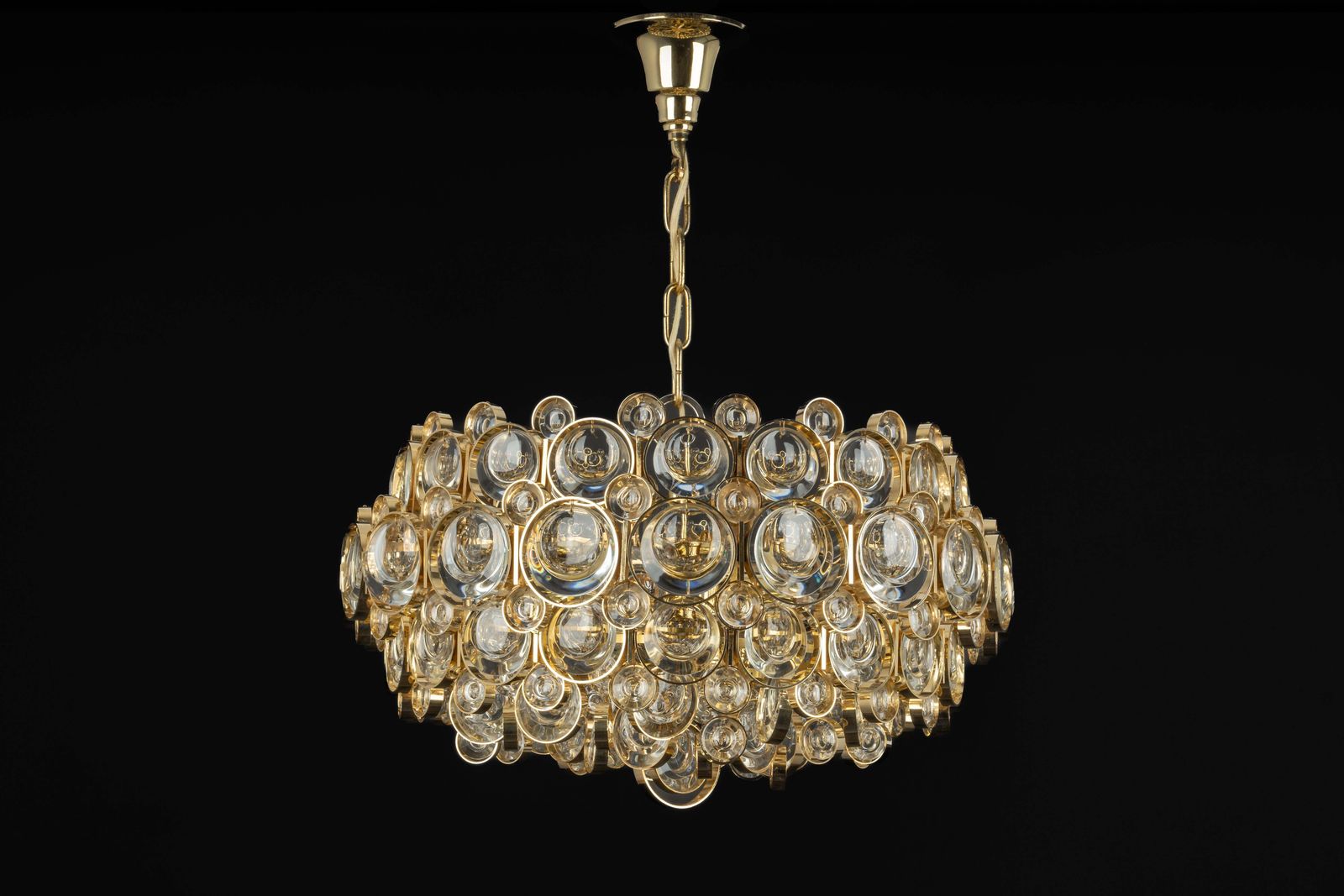 4127.0 1 Van 3 – Vergulde Messing Hanglamp, Sciolari Ontwerp Door Palwa, Duitsland, Jaren 1970 photo