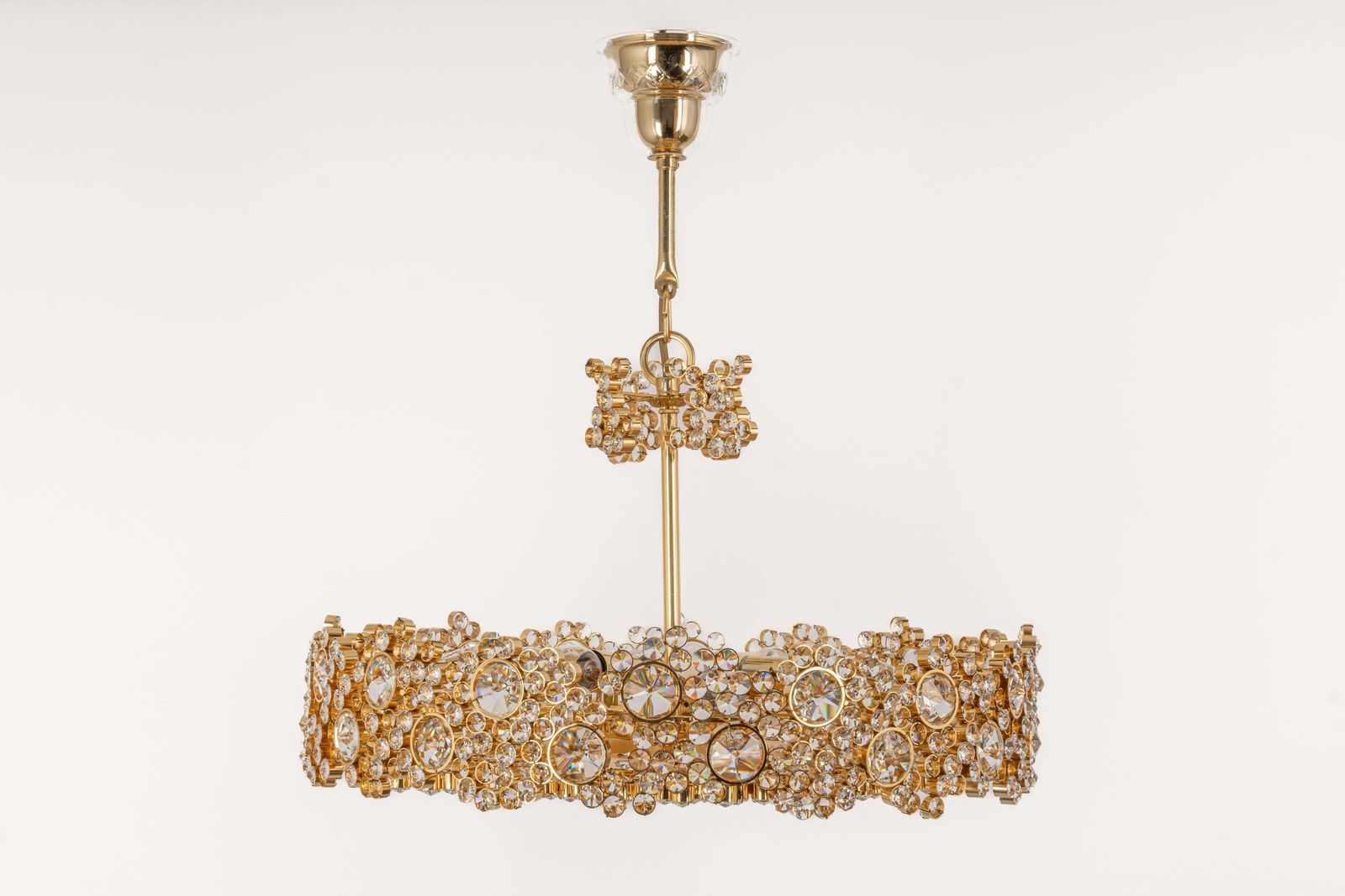Gilt Brass And Crystal Glass Encrusted Chandeliers By Palwa, Germany, 1970s photo furniture