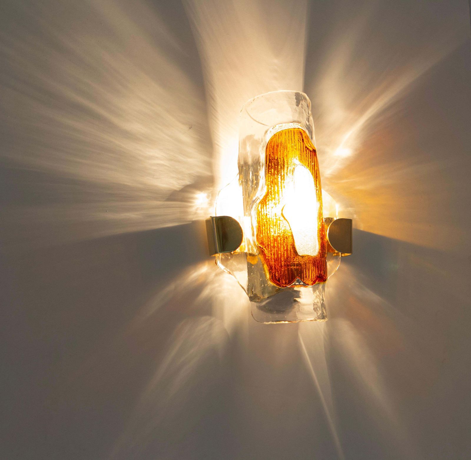 One Single Large Murano Glass Wall Sconce In Style Barovier & Toso, Italy, 1970s photo Lighting