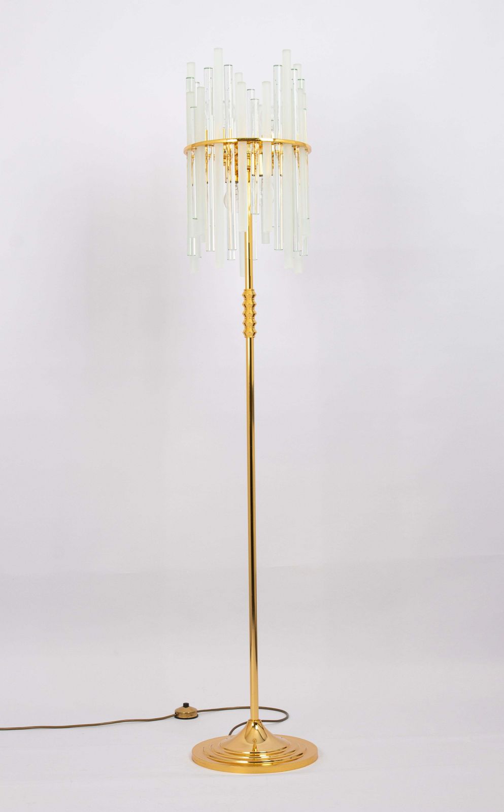 Stunning Large Brass Floor Lamp With Crystal Rods By C.Palme , Germany, 1970s photo vintage